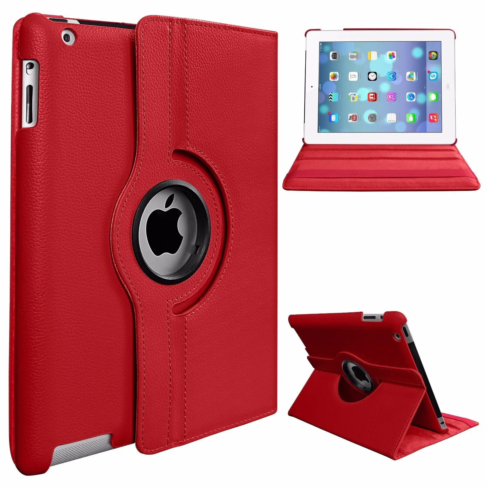PU Leather Smart Stand Flip Case Cover for Apple iPad mini3/2/1 360 Rotation Tablet Full Protector Case