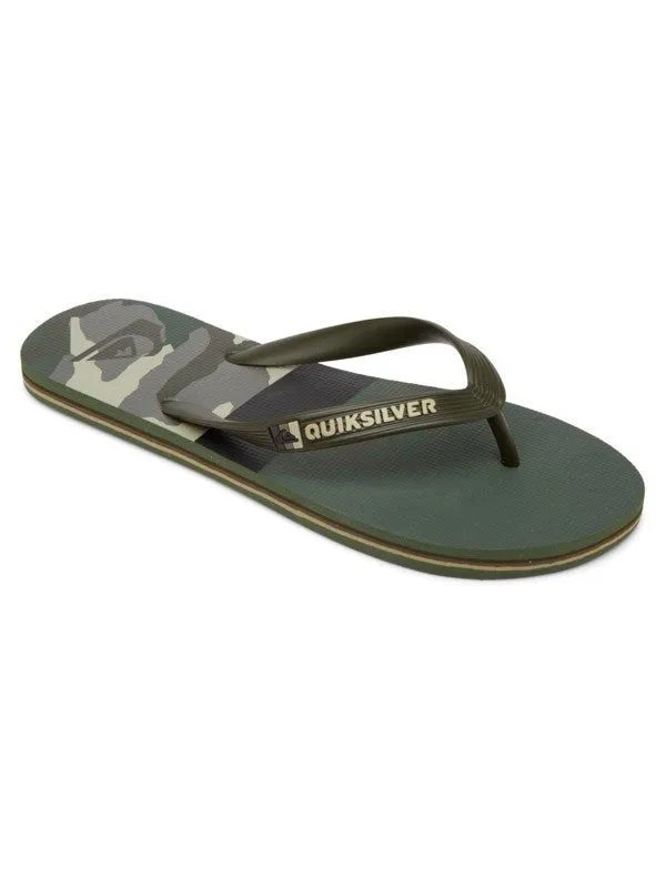 Quiksilver Molokai Panel Youth Flip-Flops - Green/Black/Green