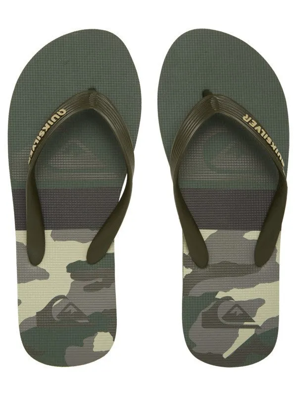 Quiksilver Molokai Panel Youth Flip-Flops - Green/Black/Green