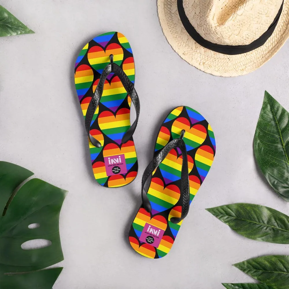 Rainbow Heart Flip-Flops