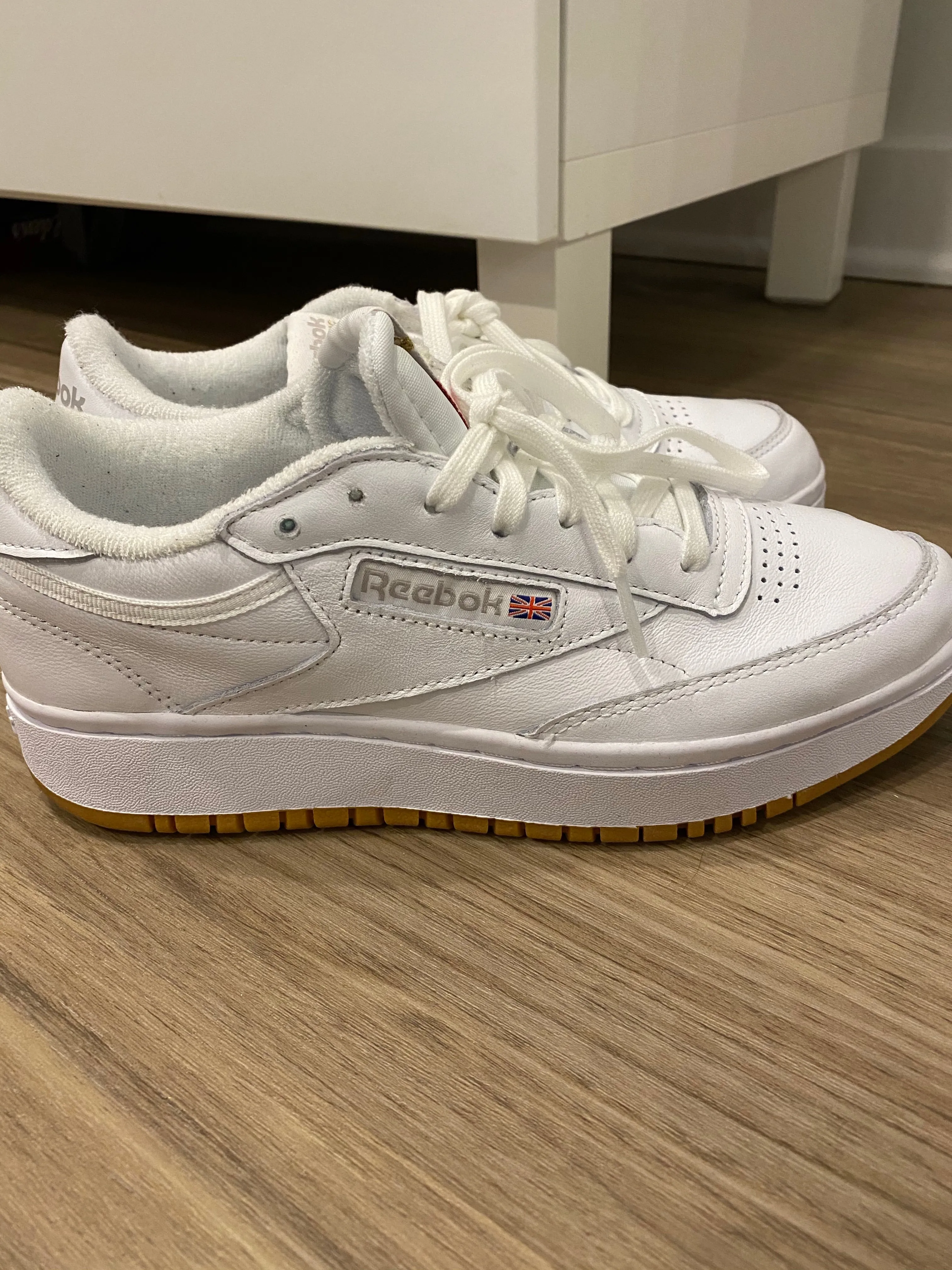 Reebok White Leather Club C Double Sneaker