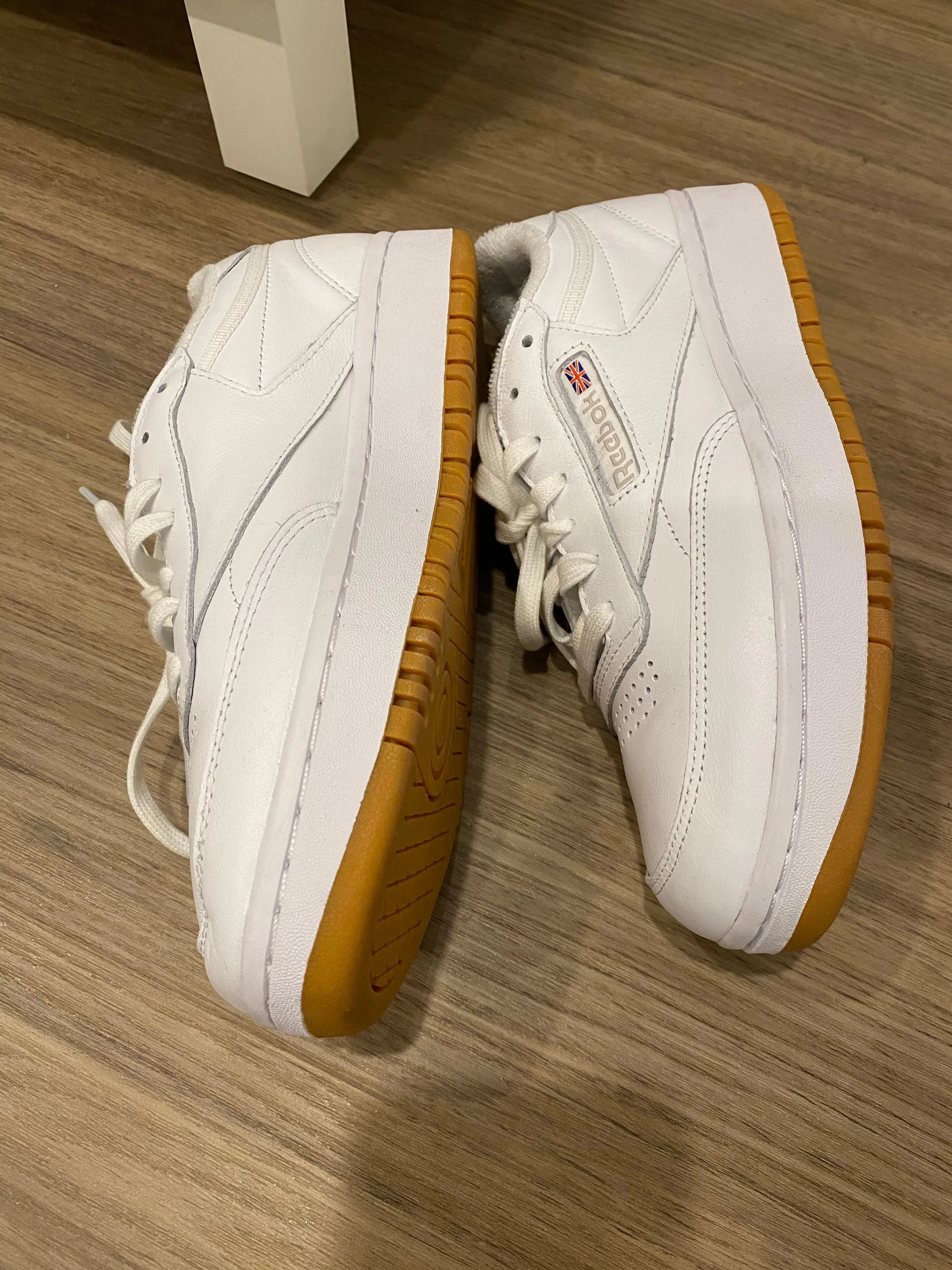 Reebok White Leather Club C Double Sneaker