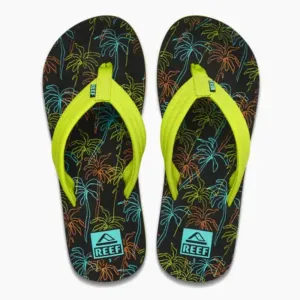 Reef Kids Ahi Flip Flops - Neon Palm