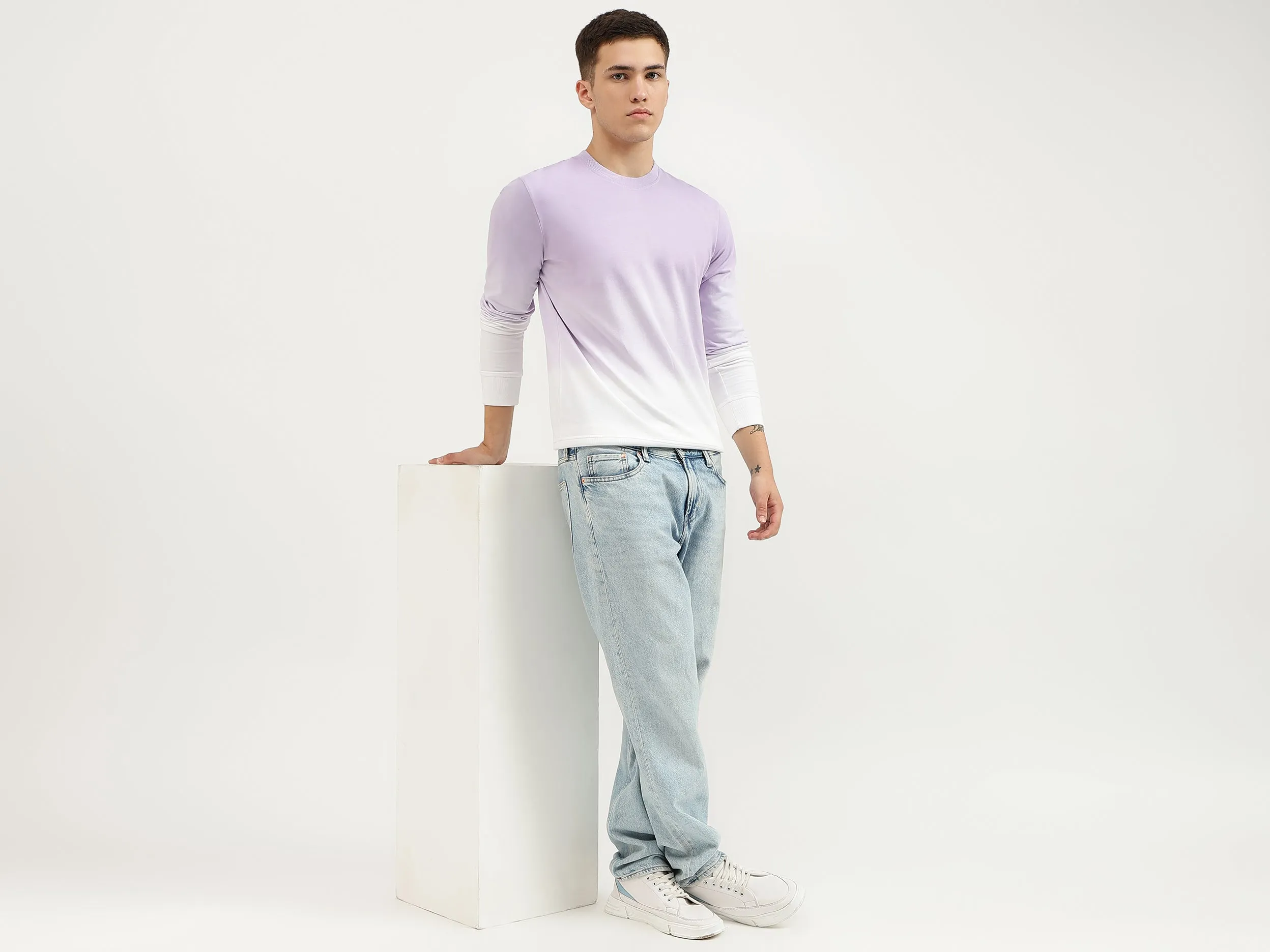 Regular Fit Crew Neck Ombre Sweatshirt