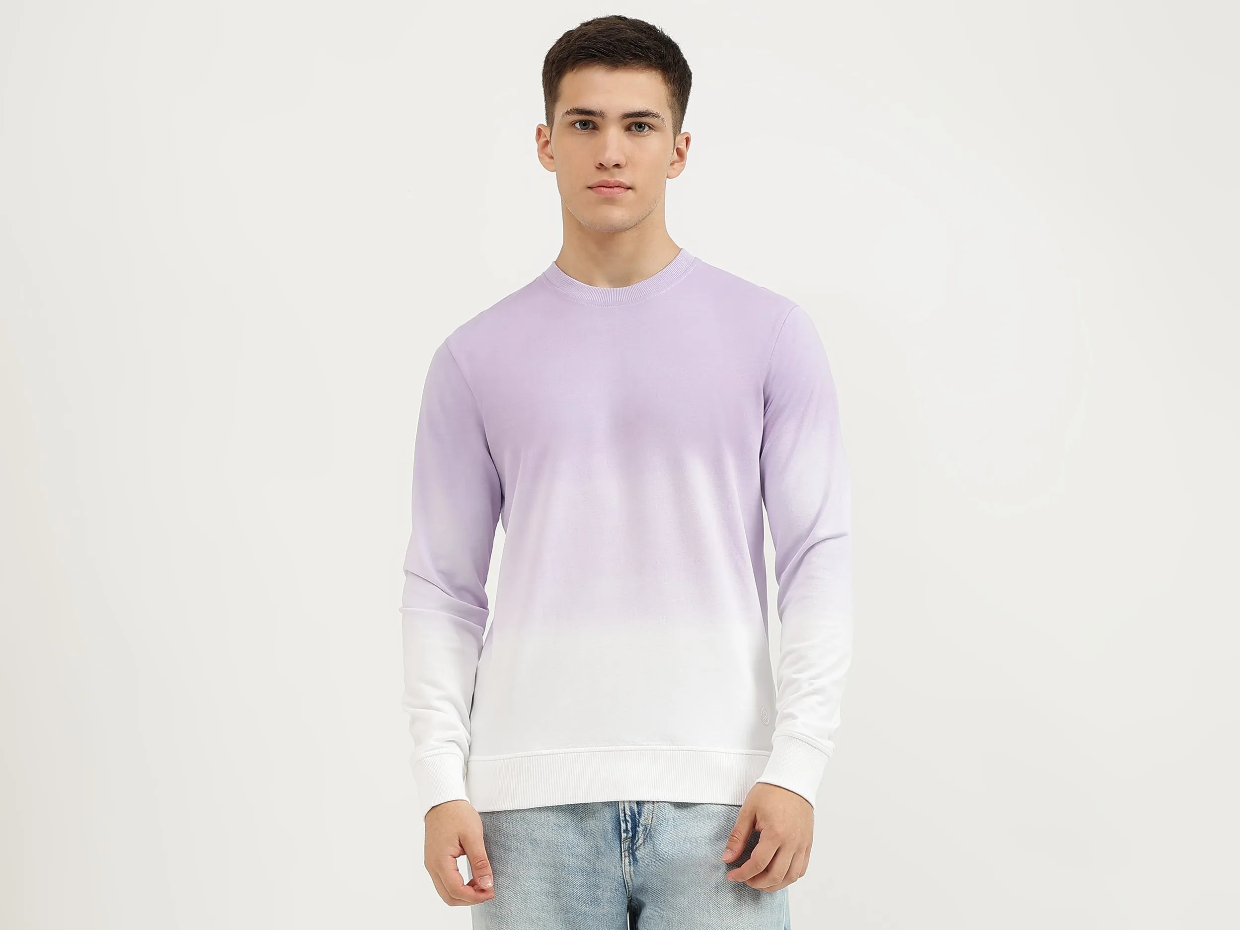 Regular Fit Crew Neck Ombre Sweatshirt