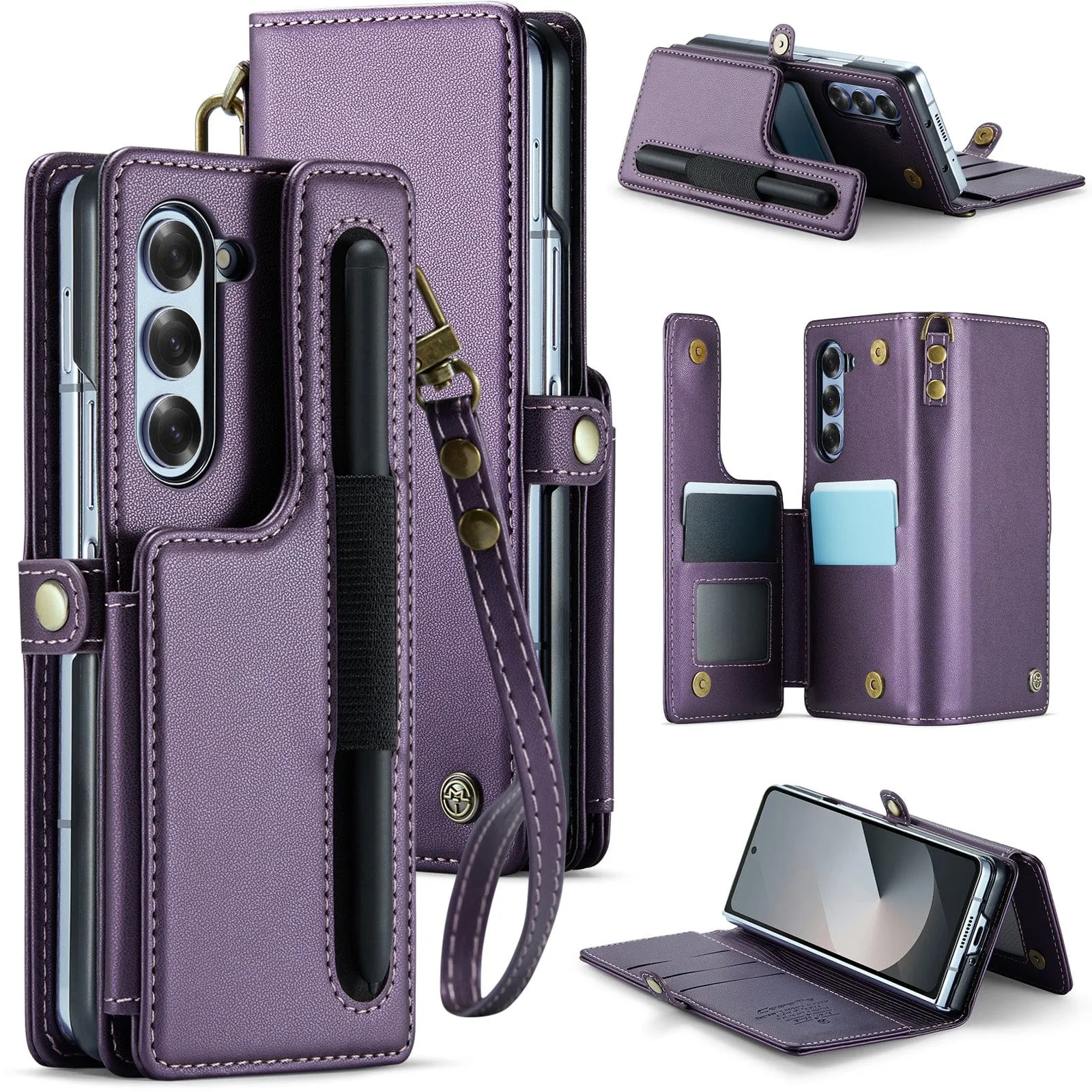 RFID Flip Leather Wallet Case For Samsung Z Fold 6