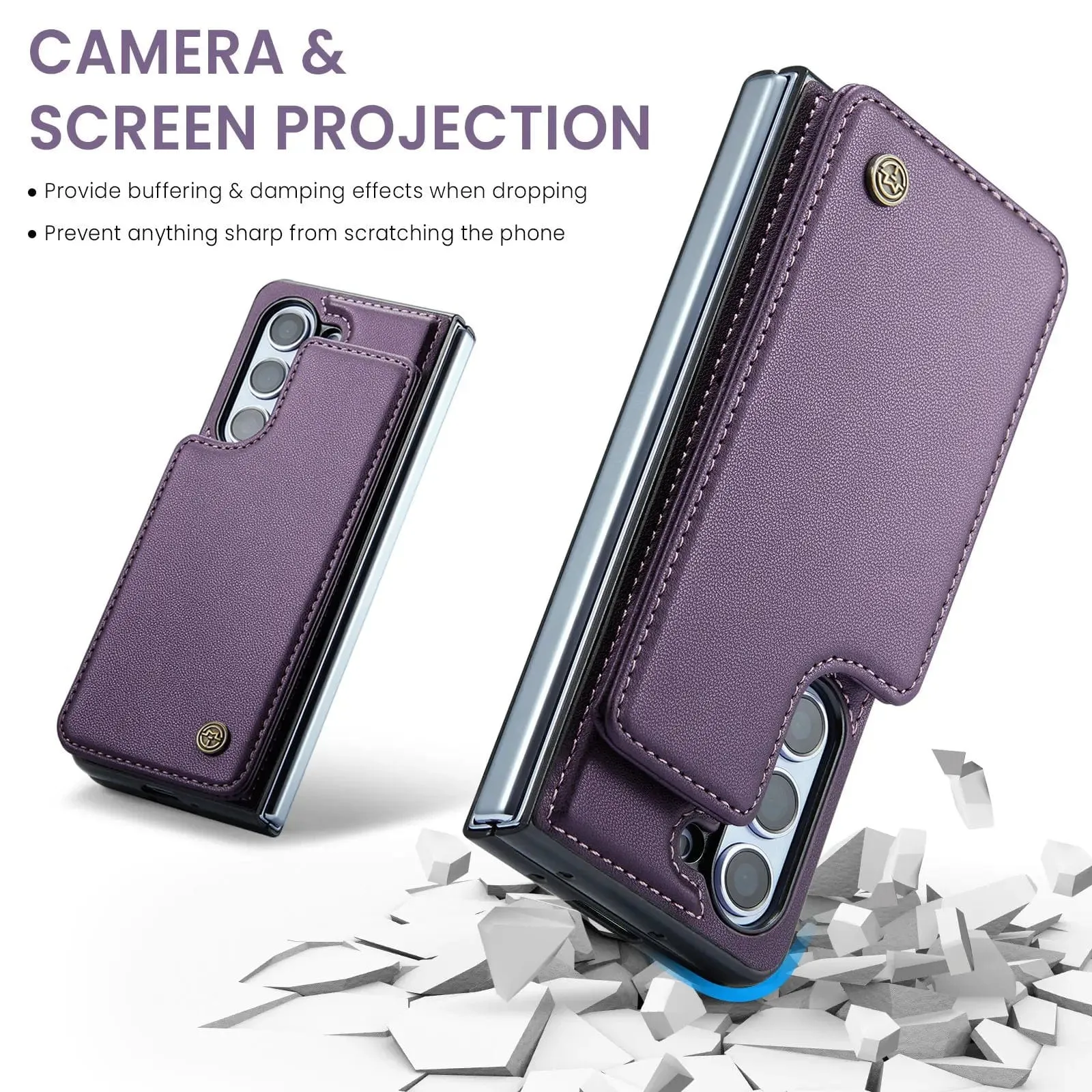 RFID Flip Leather Wallet Case For Samsung Z Fold