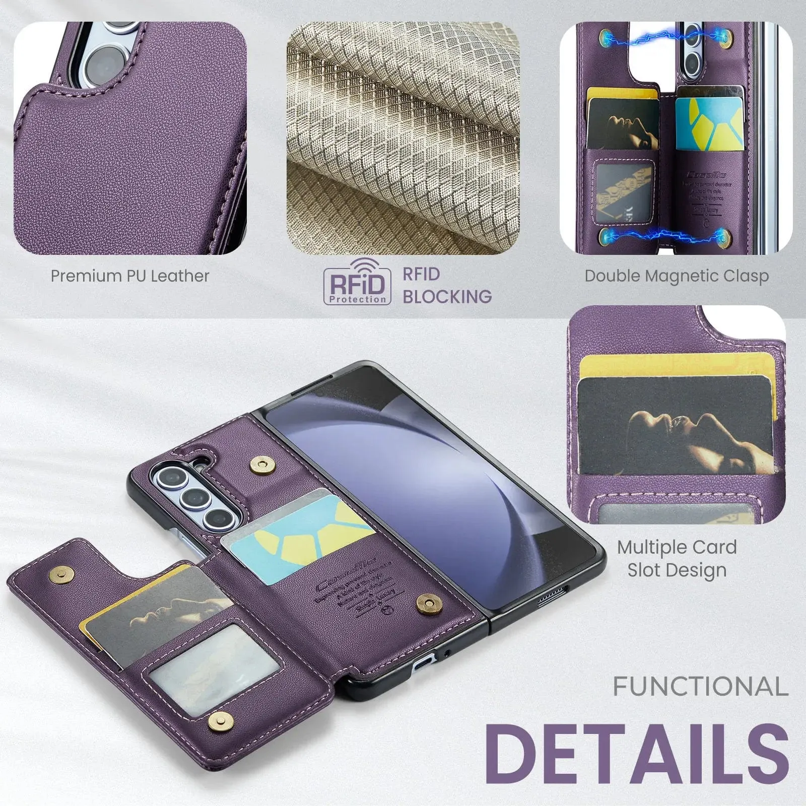 RFID Flip Leather Wallet Case For Samsung Z Fold