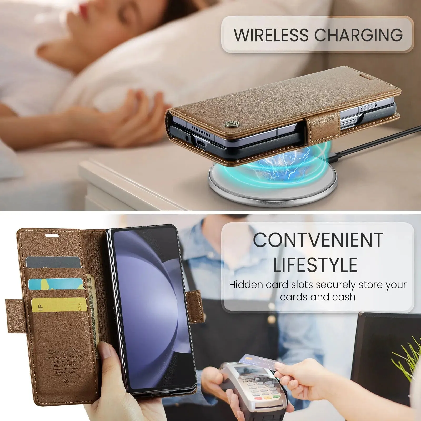 RFID Leather Card Holder Case For Samsung Z Fold