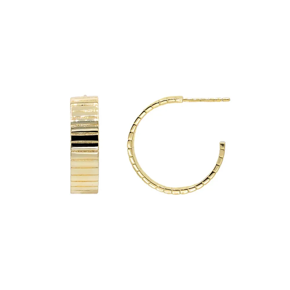 Ridged Flat Hoop Earring