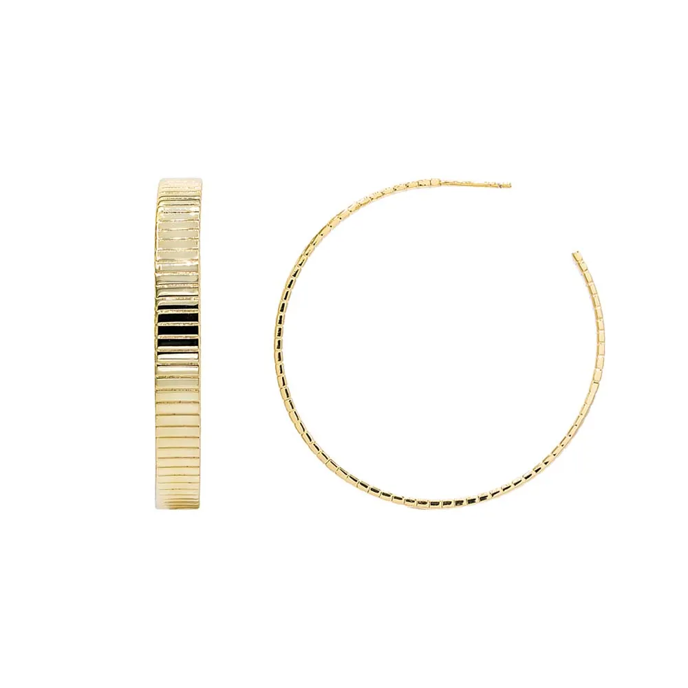 Ridged Flat Hoop Earring
