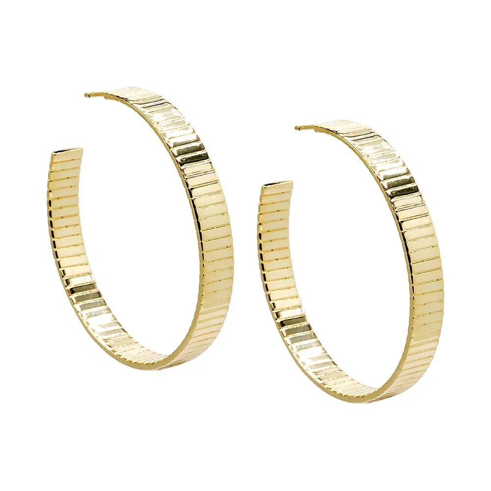 Ridged Flat Hoop Earring
