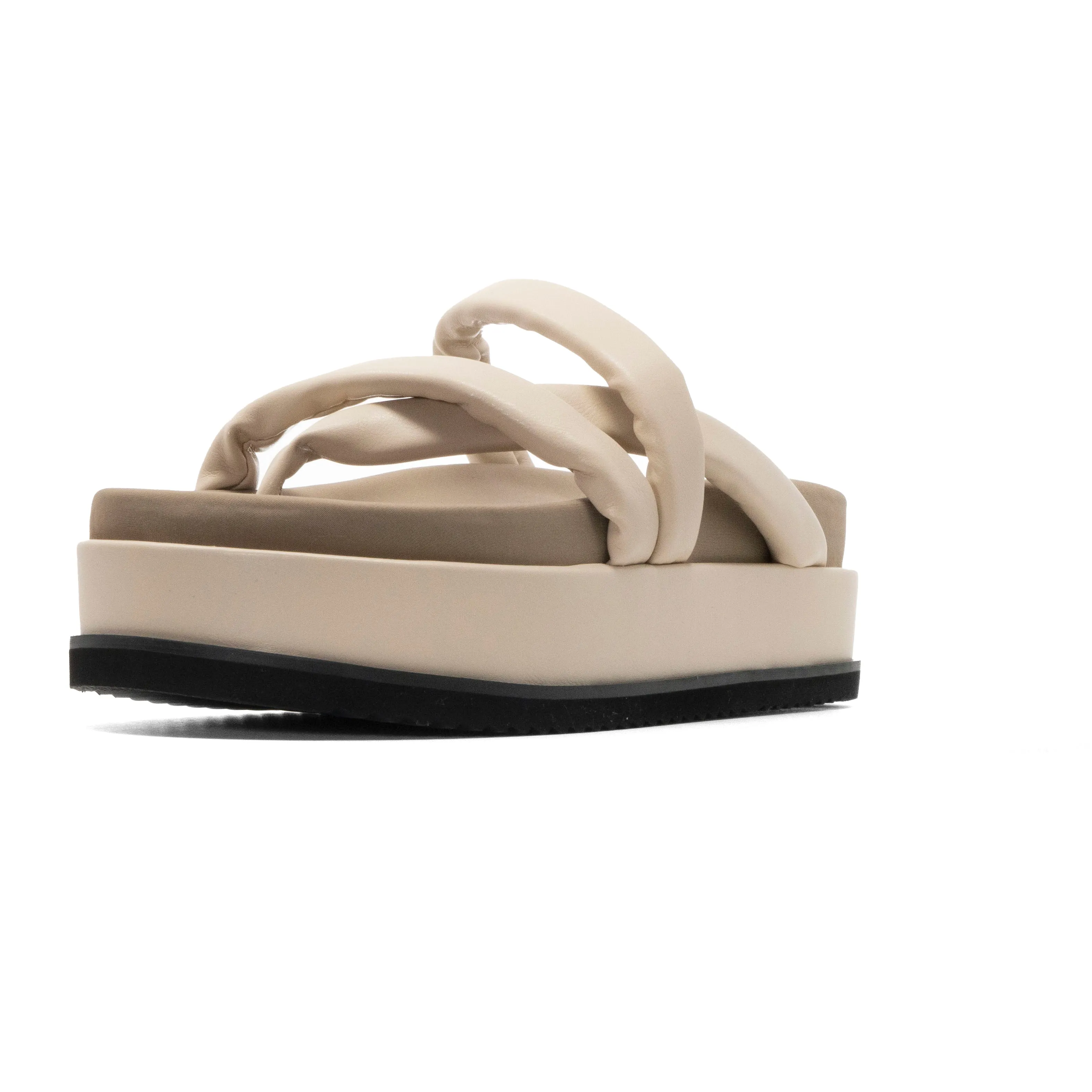 ROAM ASYMMETRICAL STACK PLATFORM CREAM VEGAN LEATHER