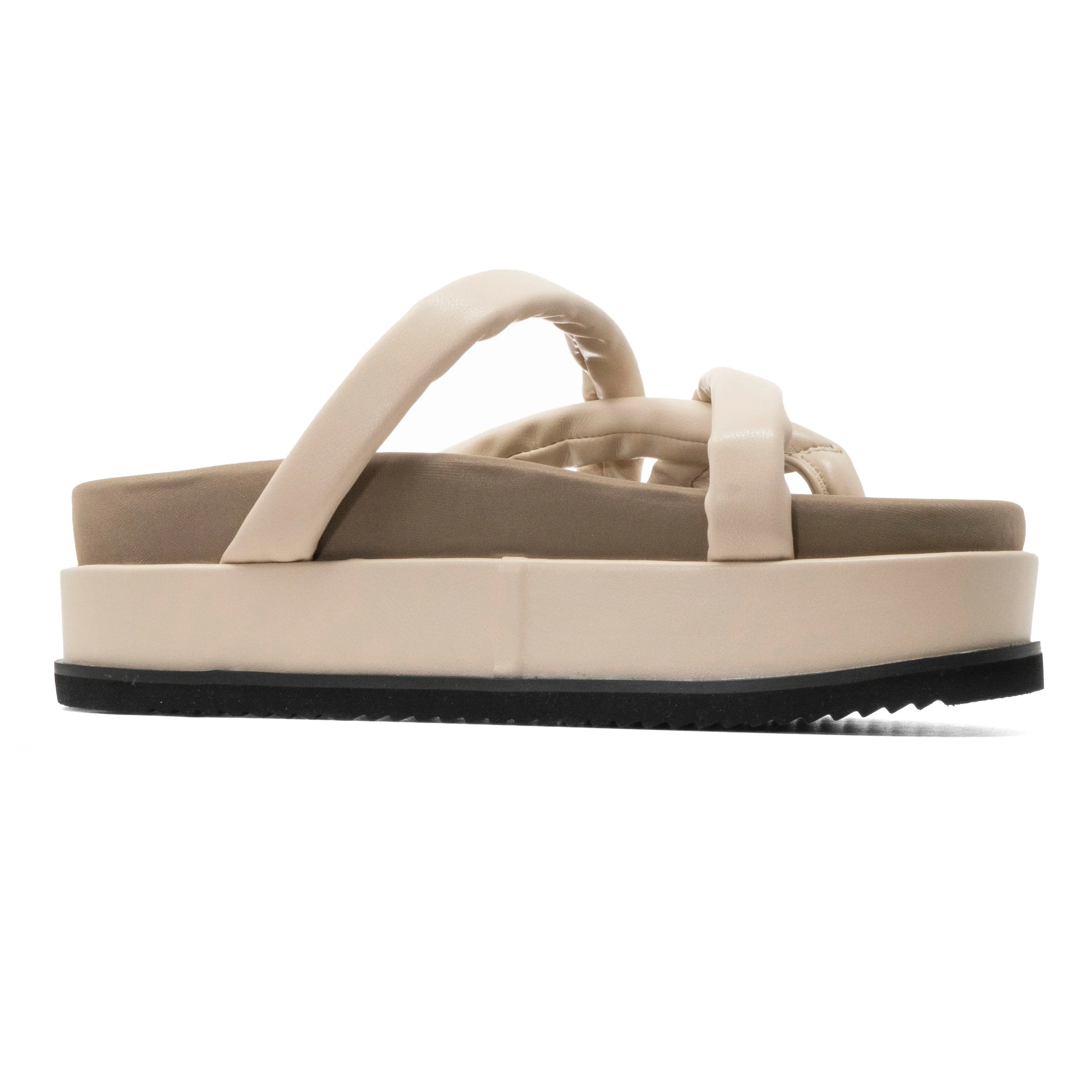 ROAM ASYMMETRICAL STACK PLATFORM CREAM VEGAN LEATHER