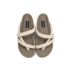 ROAM ASYMMETRICAL STACK PLATFORM CREAM VEGAN LEATHER