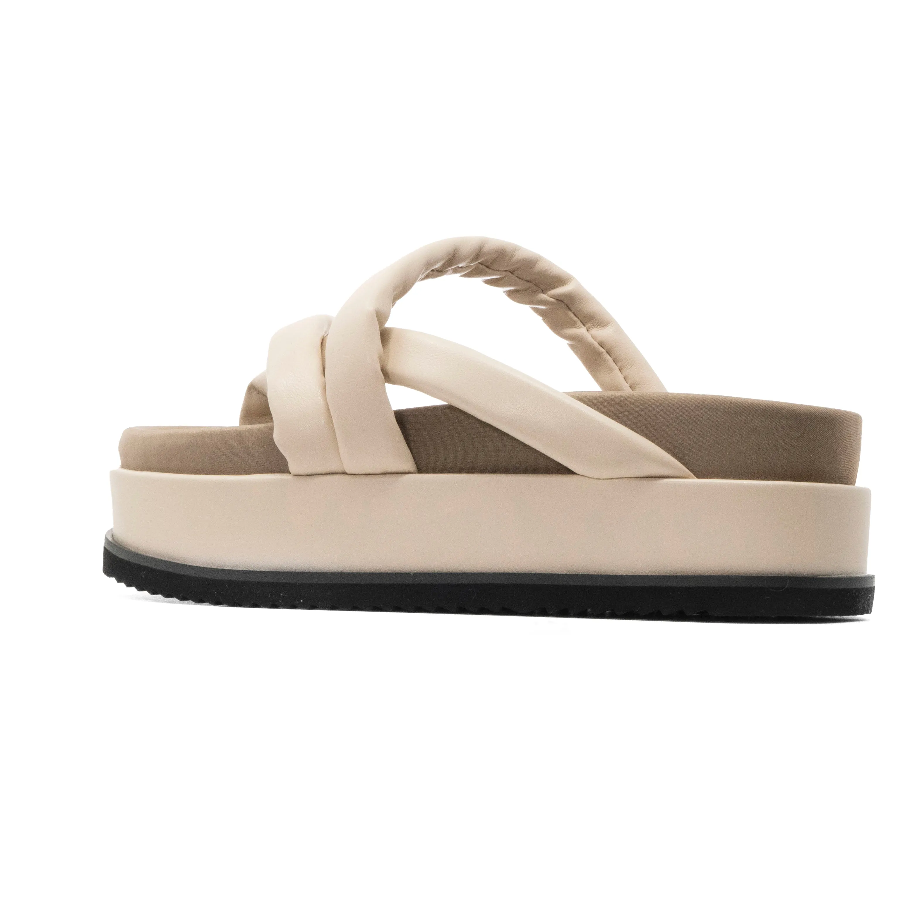 ROAM ASYMMETRICAL STACK PLATFORM CREAM VEGAN LEATHER
