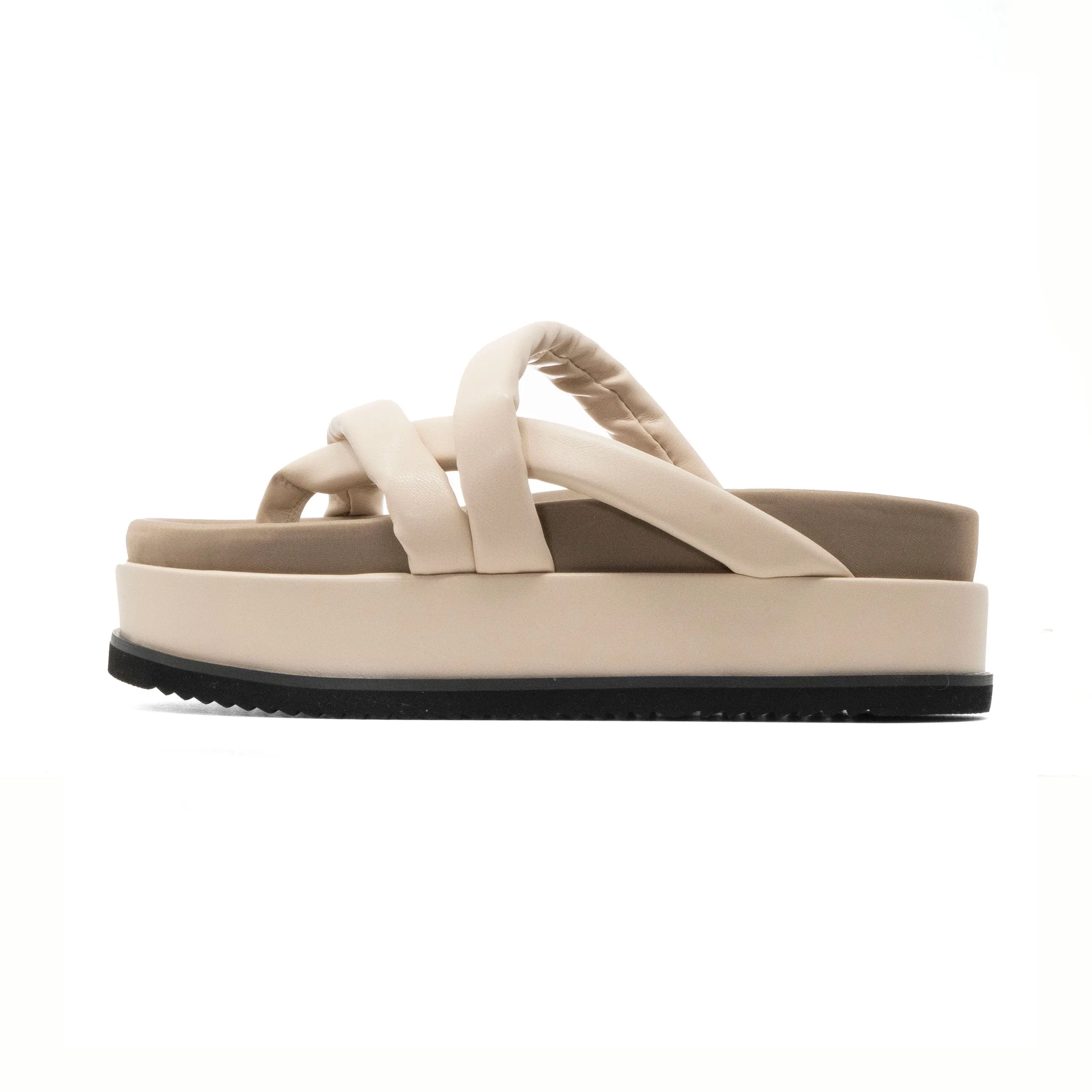 ROAM ASYMMETRICAL STACK PLATFORM CREAM VEGAN LEATHER
