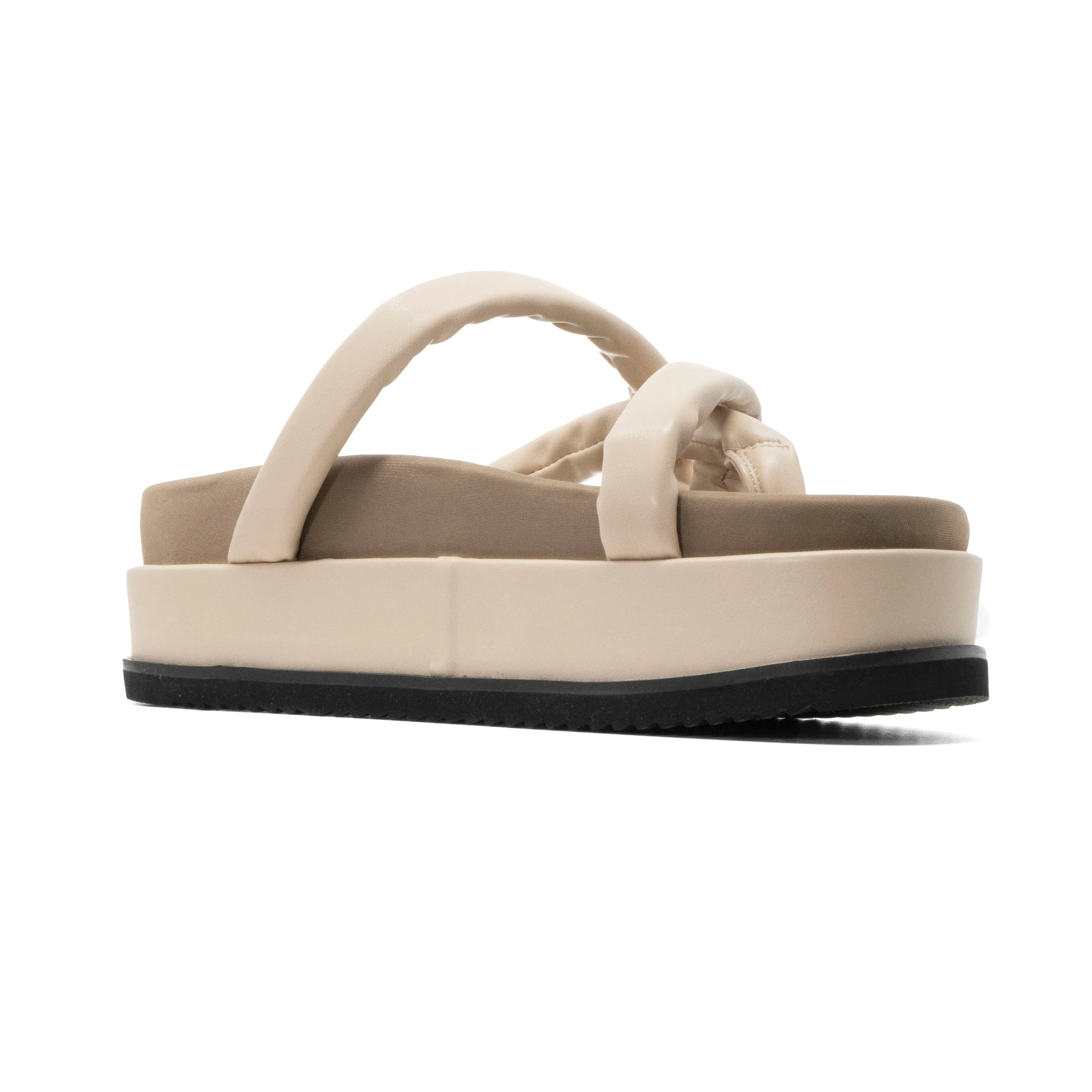 ROAM ASYMMETRICAL STACK PLATFORM CREAM VEGAN LEATHER