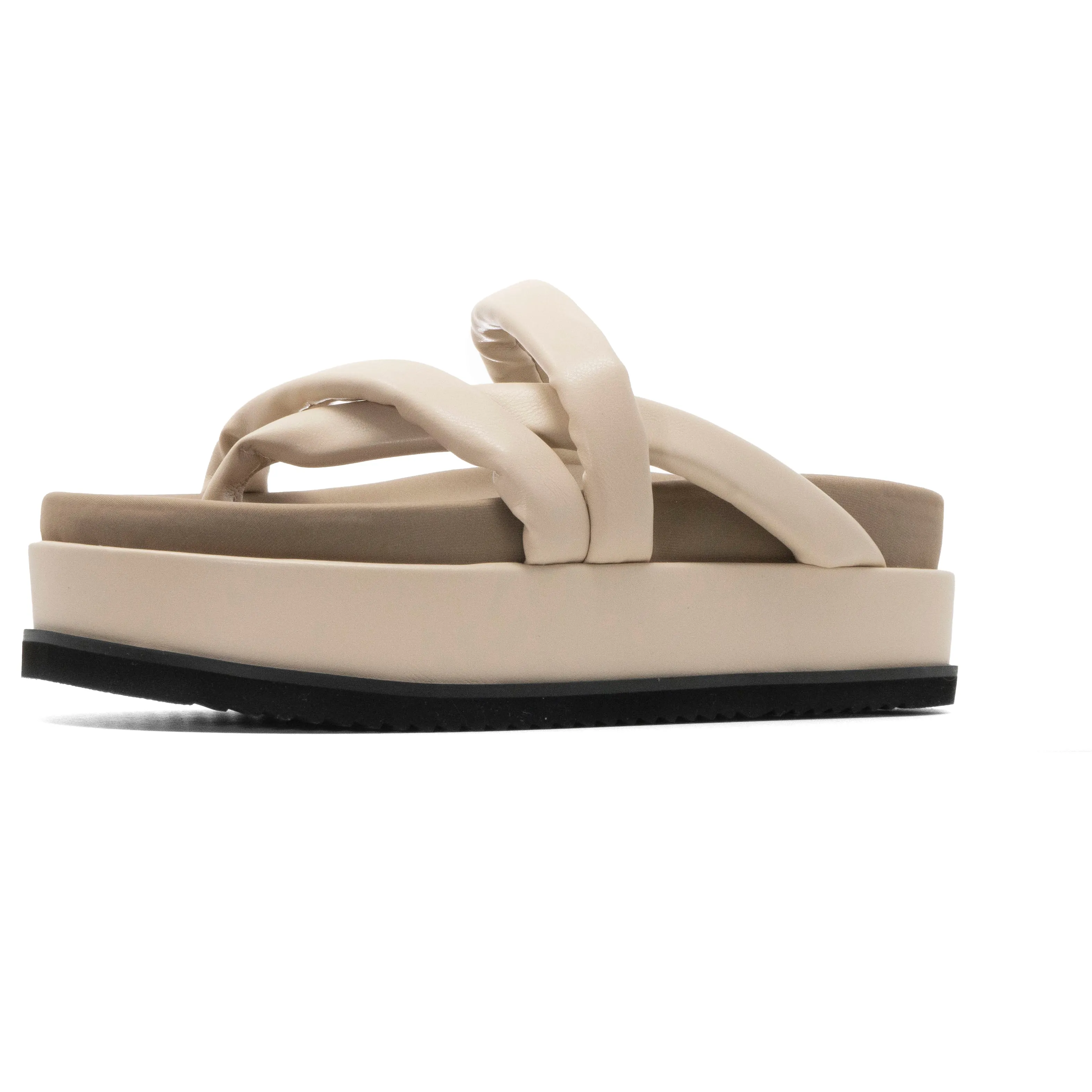 ROAM ASYMMETRICAL STACK PLATFORM CREAM VEGAN LEATHER