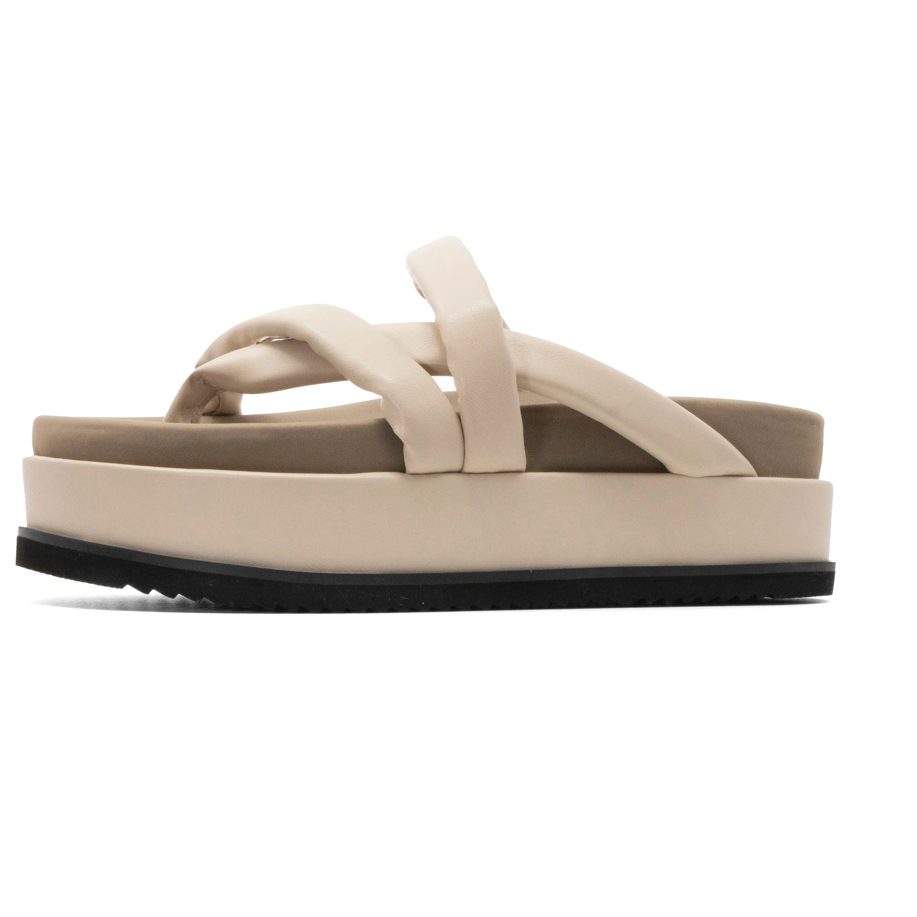 ROAM ASYMMETRICAL STACK PLATFORM CREAM VEGAN LEATHER