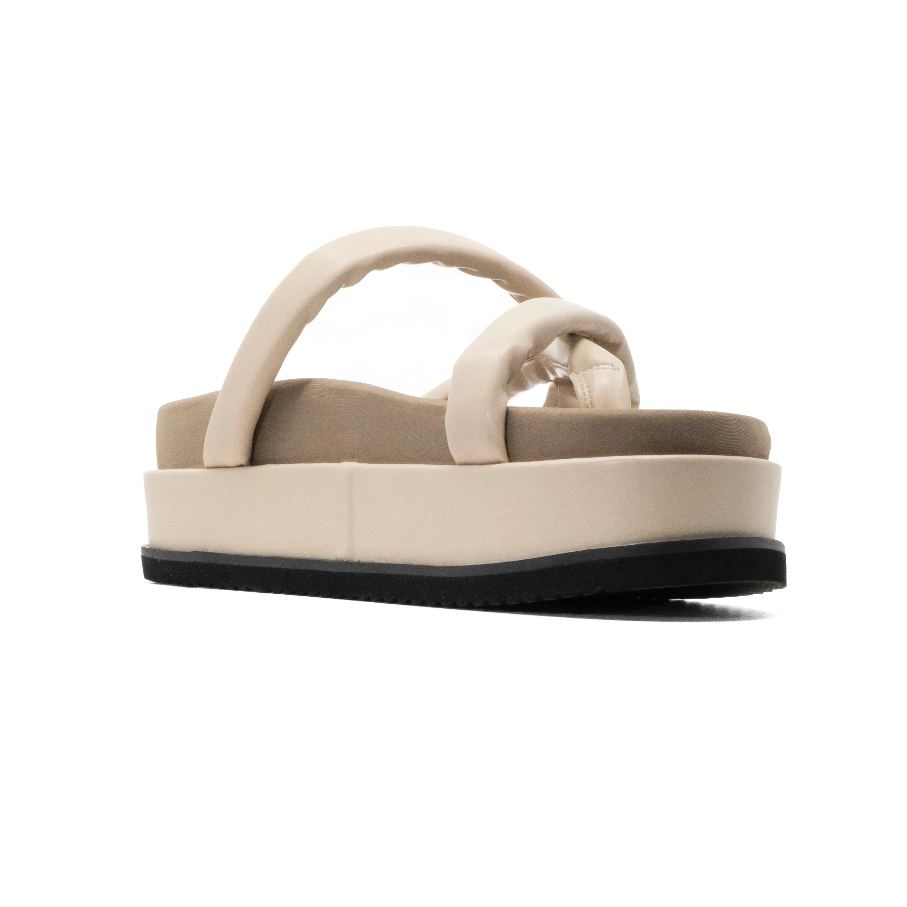 ROAM ASYMMETRICAL STACK PLATFORM CREAM VEGAN LEATHER