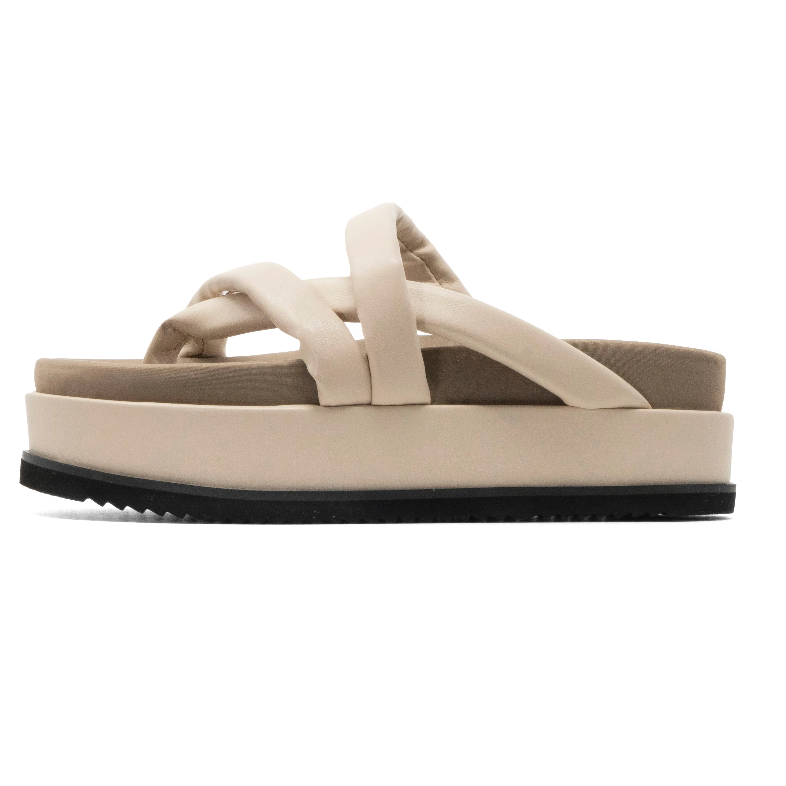 ROAM ASYMMETRICAL STACK PLATFORM CREAM VEGAN LEATHER