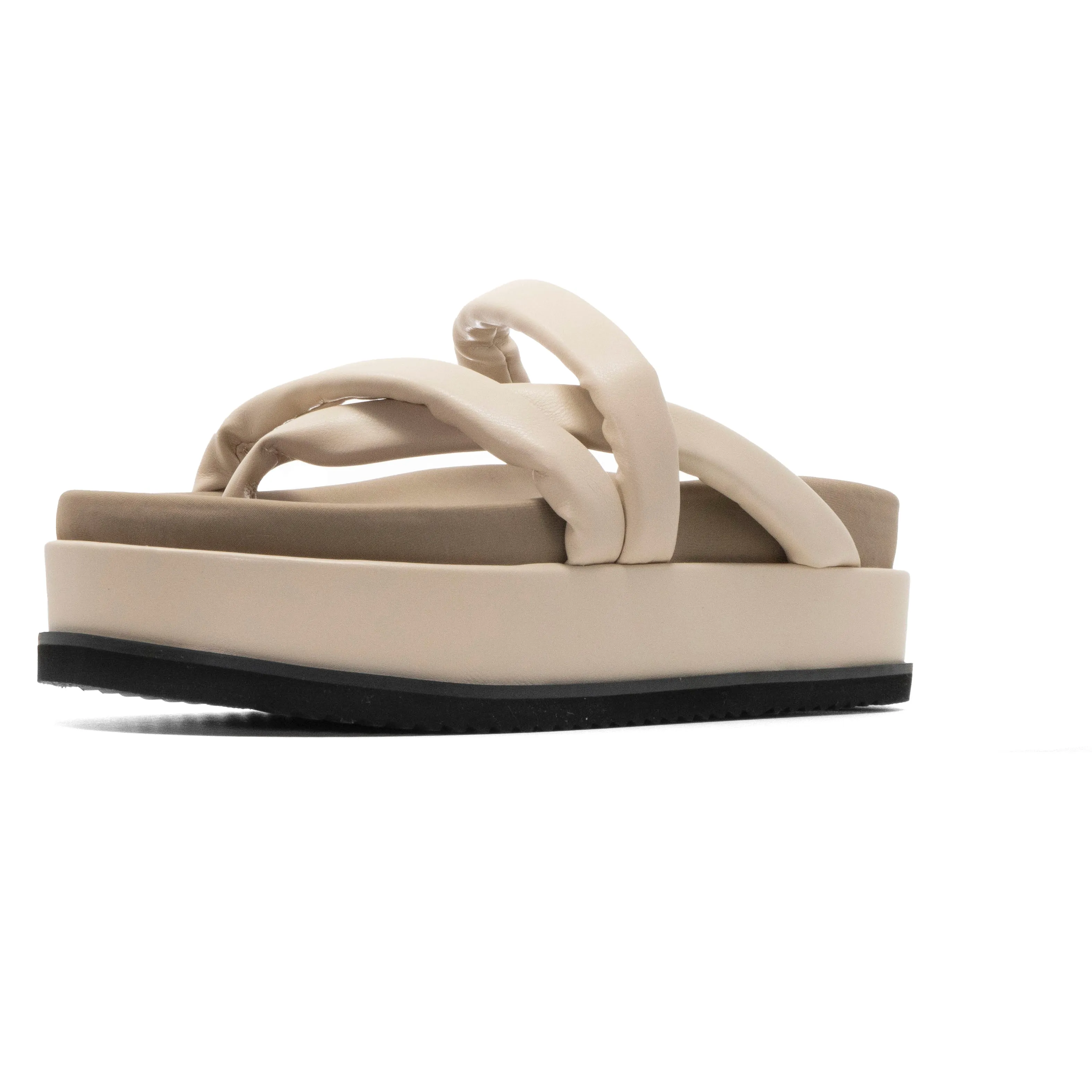 ROAM ASYMMETRICAL STACK PLATFORM CREAM VEGAN LEATHER