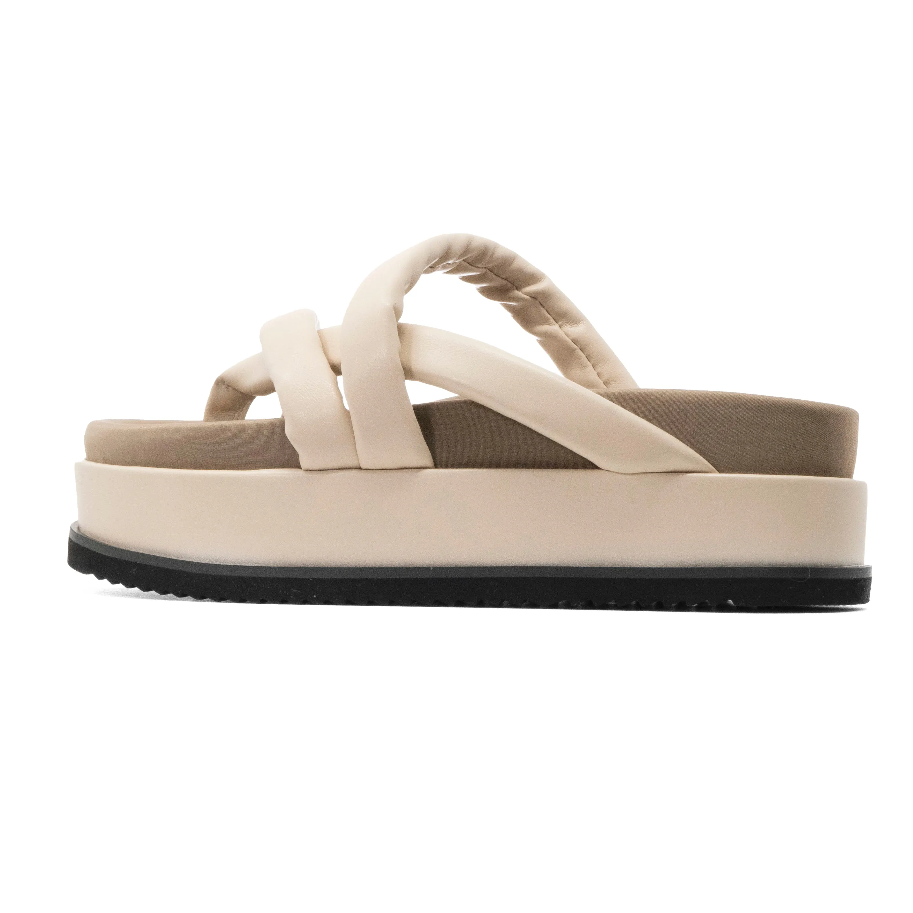 ROAM ASYMMETRICAL STACK PLATFORM CREAM VEGAN LEATHER