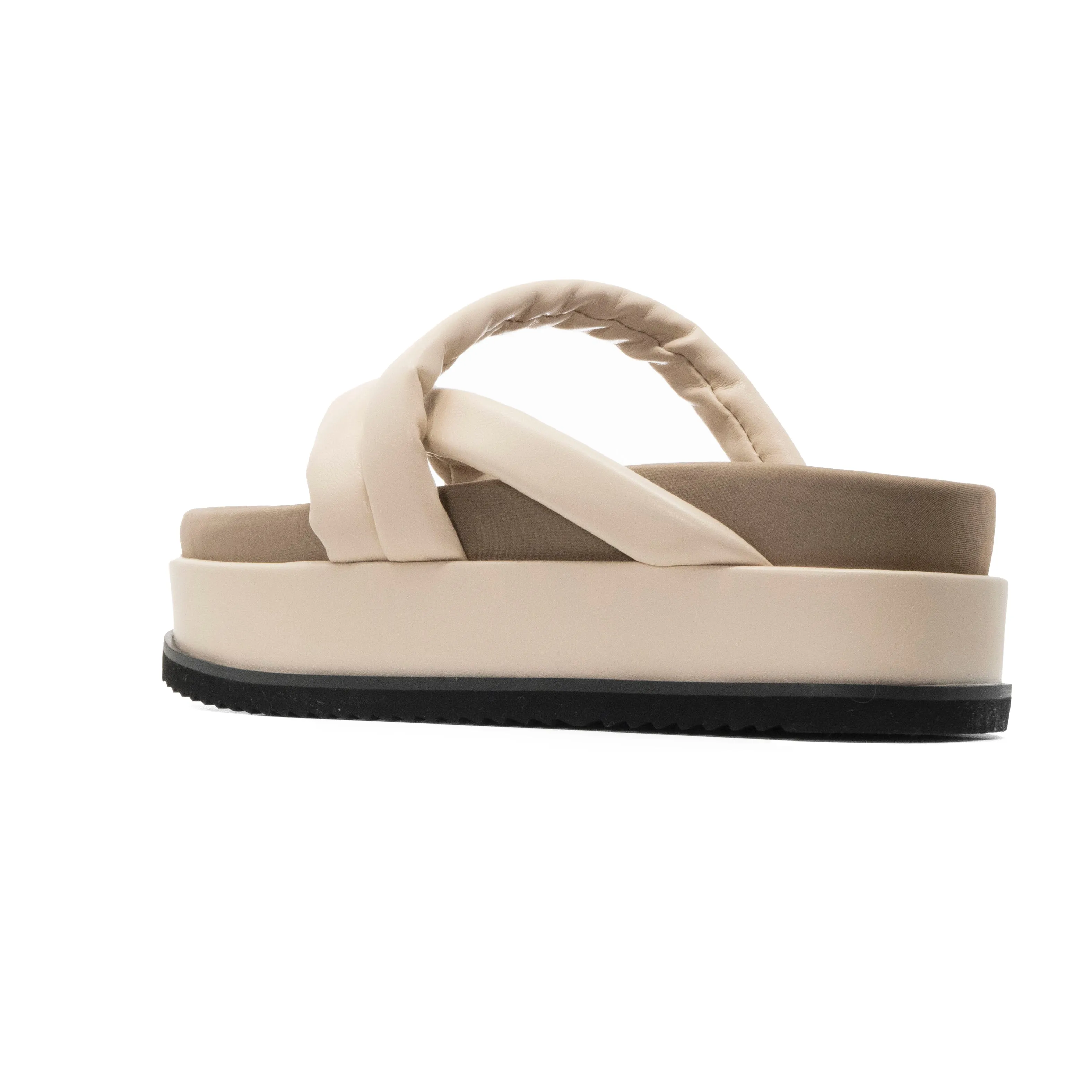 ROAM ASYMMETRICAL STACK PLATFORM CREAM VEGAN LEATHER