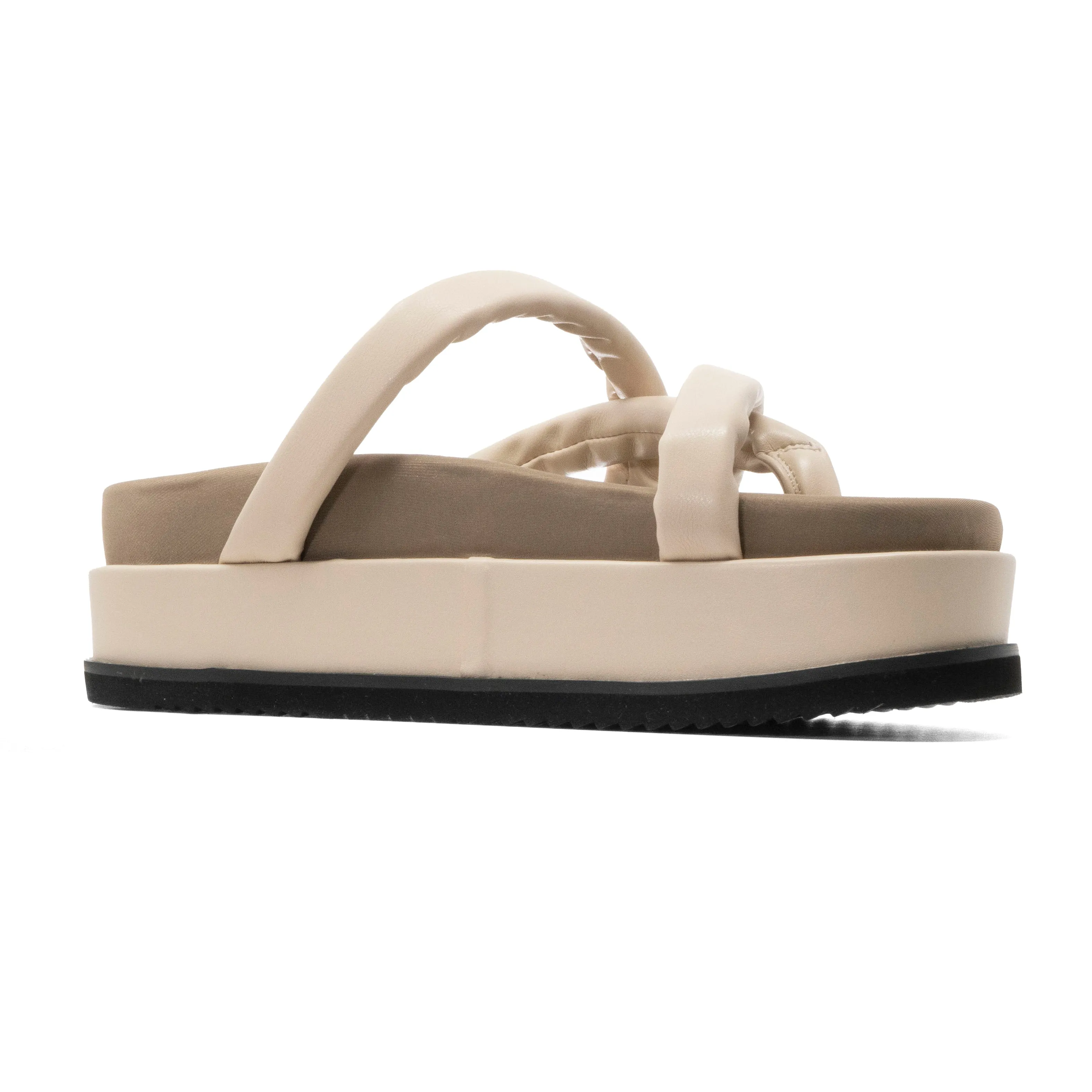 ROAM ASYMMETRICAL STACK PLATFORM CREAM VEGAN LEATHER