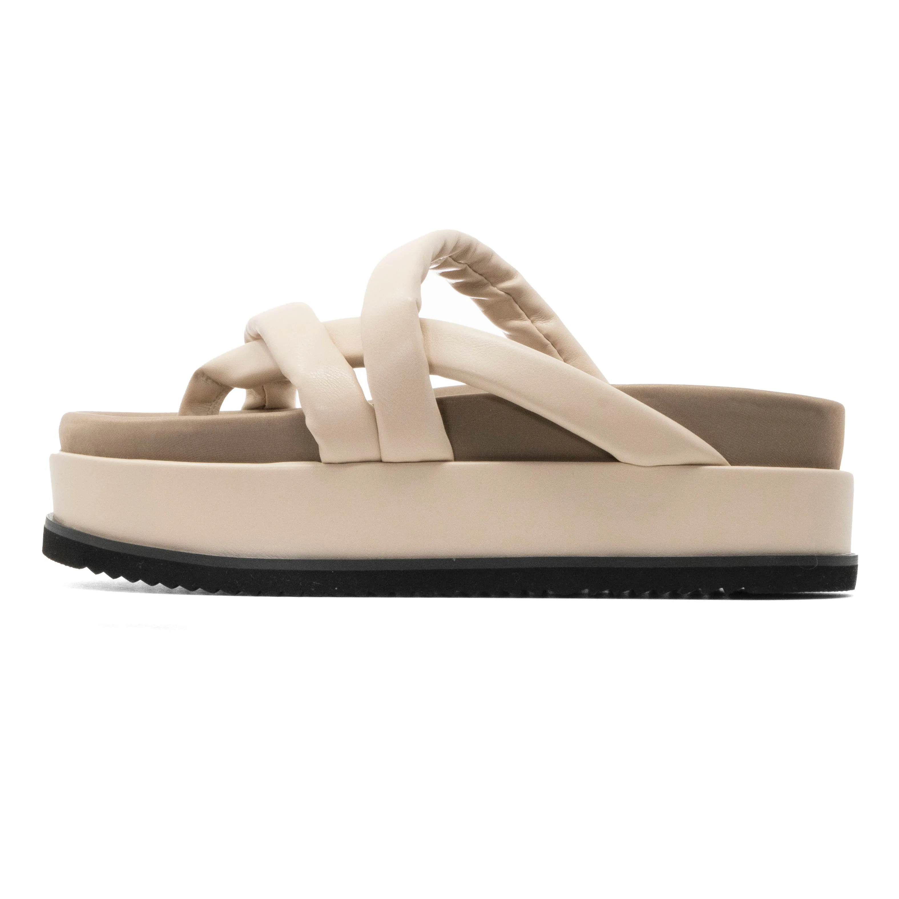 ROAM ASYMMETRICAL STACK PLATFORM CREAM VEGAN LEATHER