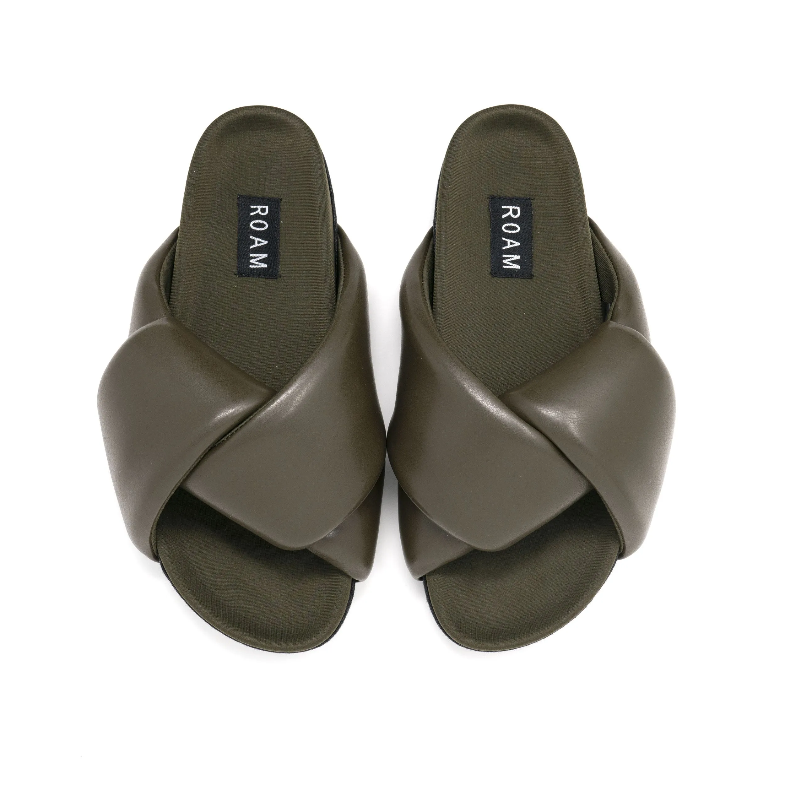 ROAM FOLDY PUFFY SANDALS KHAKI VEGAN LEATHER