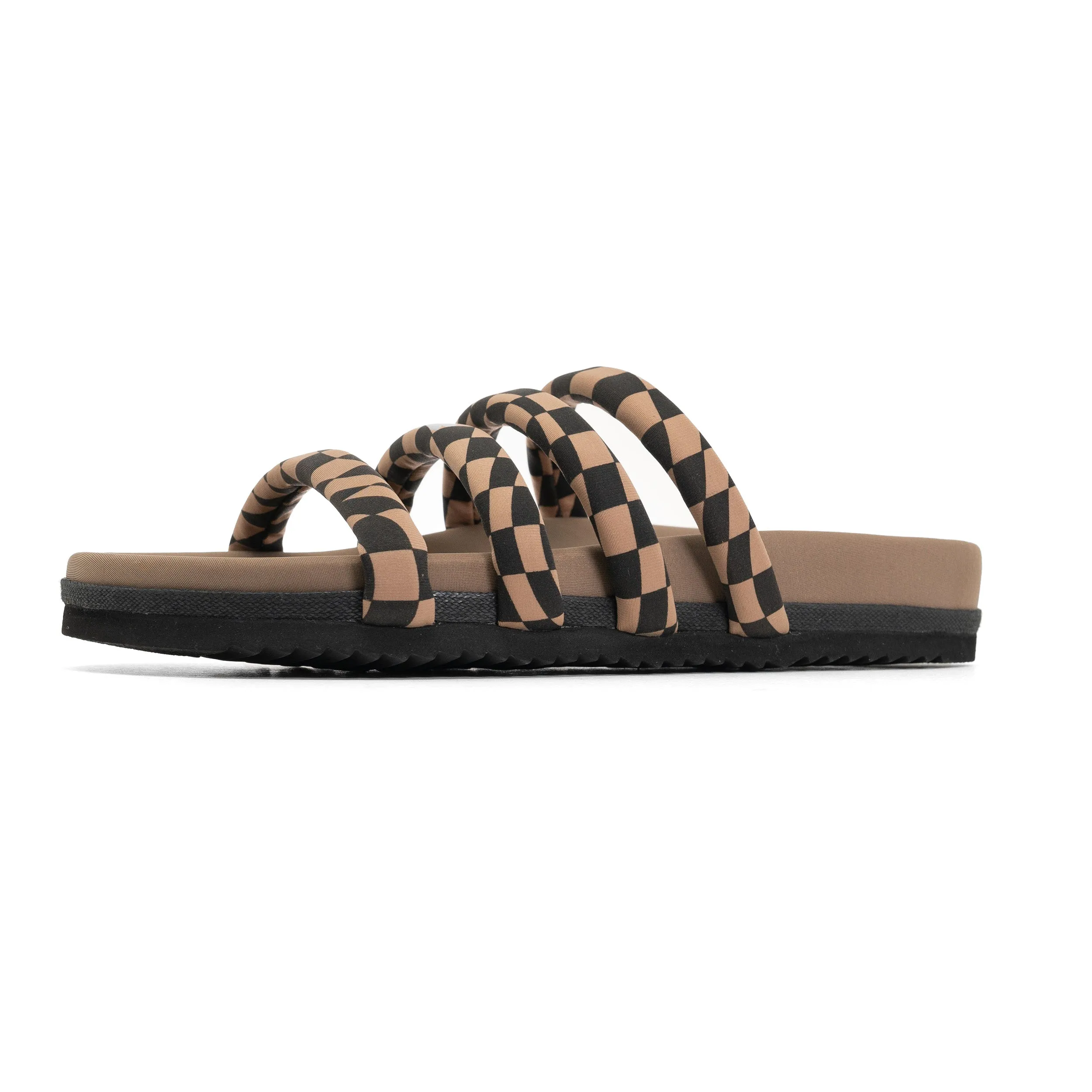 ROAM QUATTRO SANDAL BLACK & BEIGE WAVY CHECK NEOPRENE