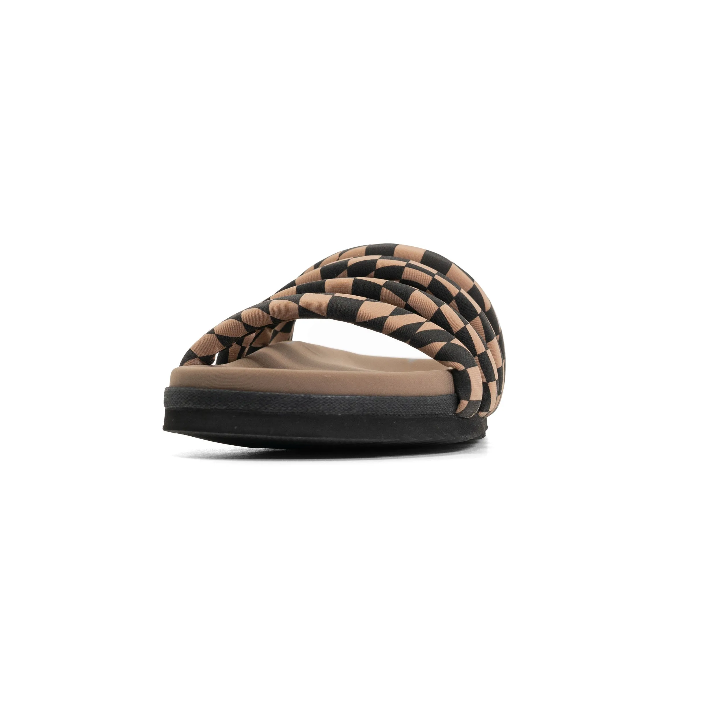 ROAM QUATTRO SANDAL BLACK & BEIGE WAVY CHECK NEOPRENE