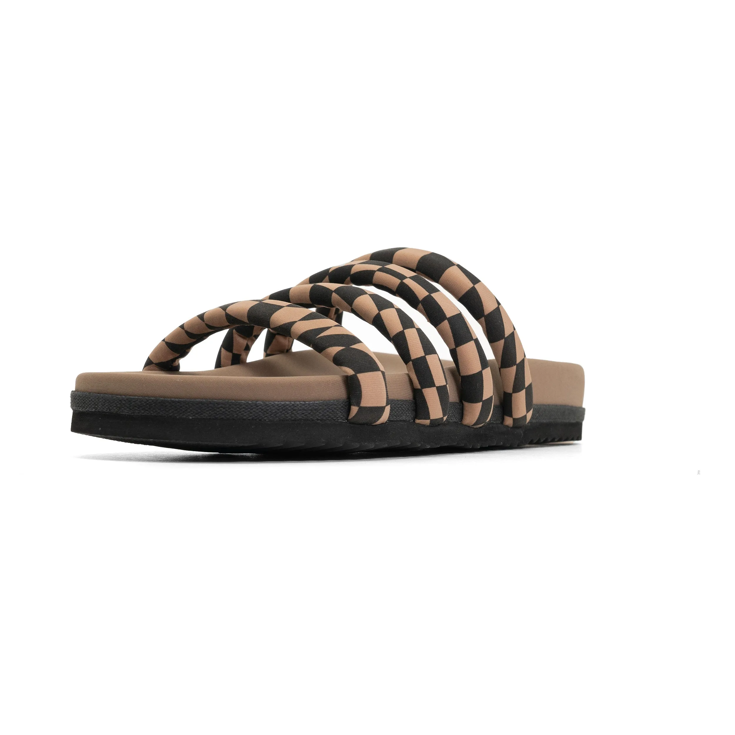 ROAM QUATTRO SANDAL BLACK & BEIGE WAVY CHECK NEOPRENE