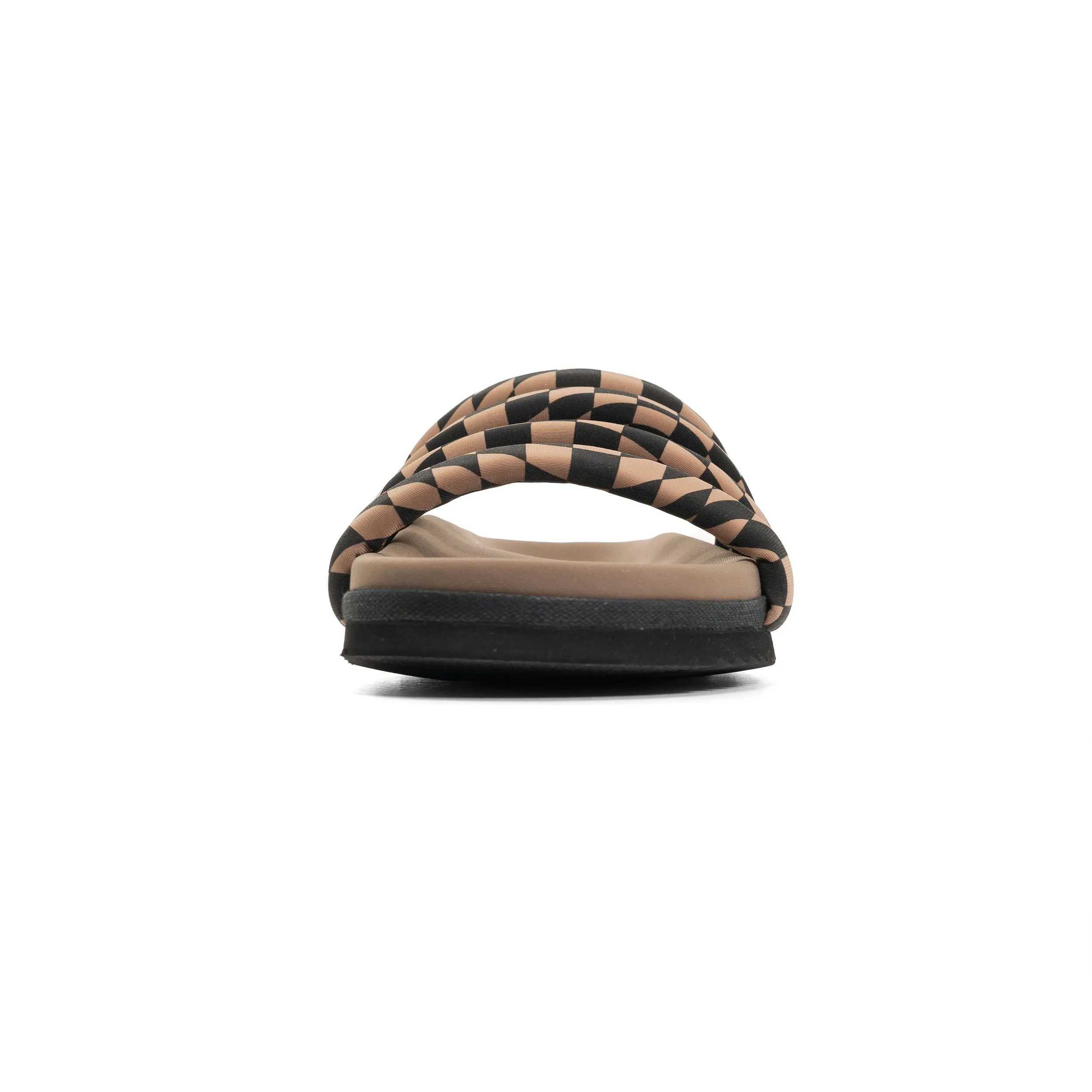 ROAM QUATTRO SANDAL BLACK & BEIGE WAVY CHECK NEOPRENE