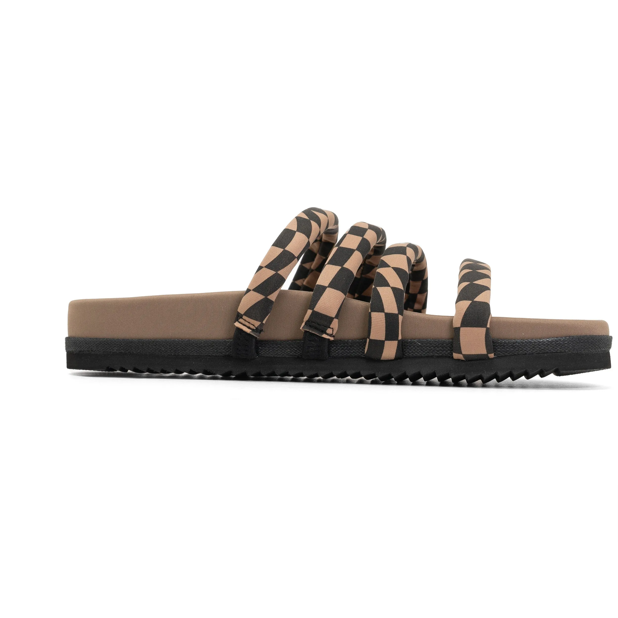 ROAM QUATTRO SANDAL BLACK & BEIGE WAVY CHECK NEOPRENE