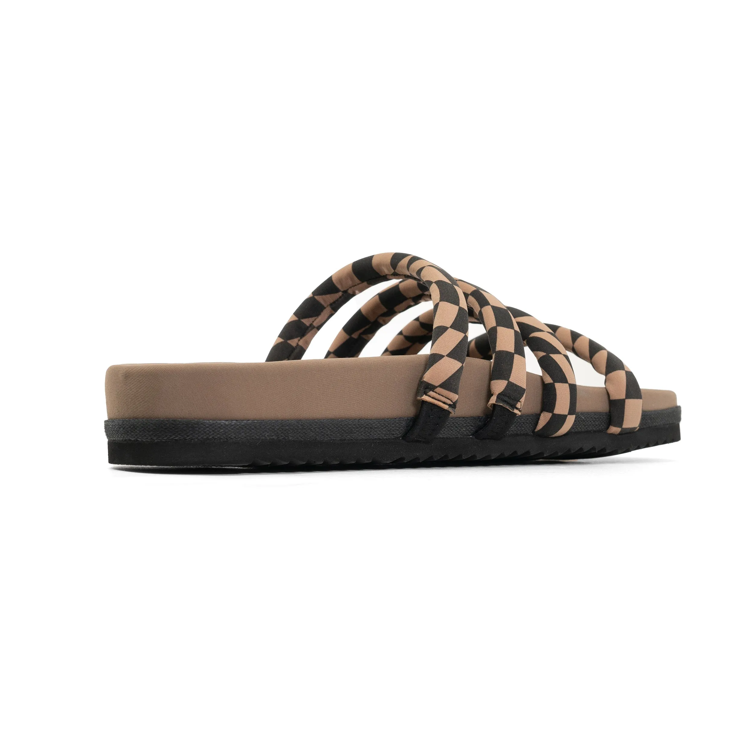 ROAM QUATTRO SANDAL BLACK & BEIGE WAVY CHECK NEOPRENE