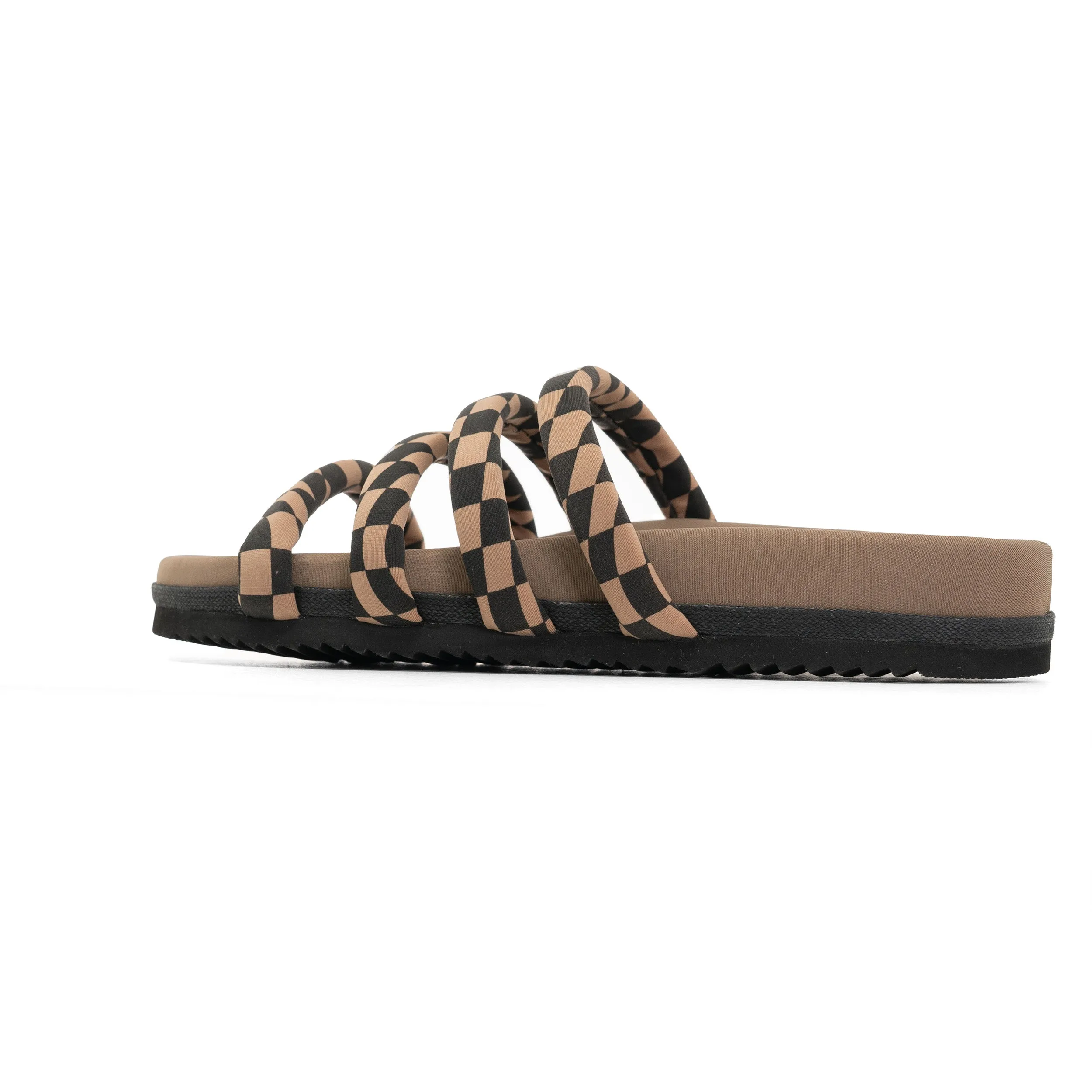 ROAM QUATTRO SANDAL BLACK & BEIGE WAVY CHECK NEOPRENE