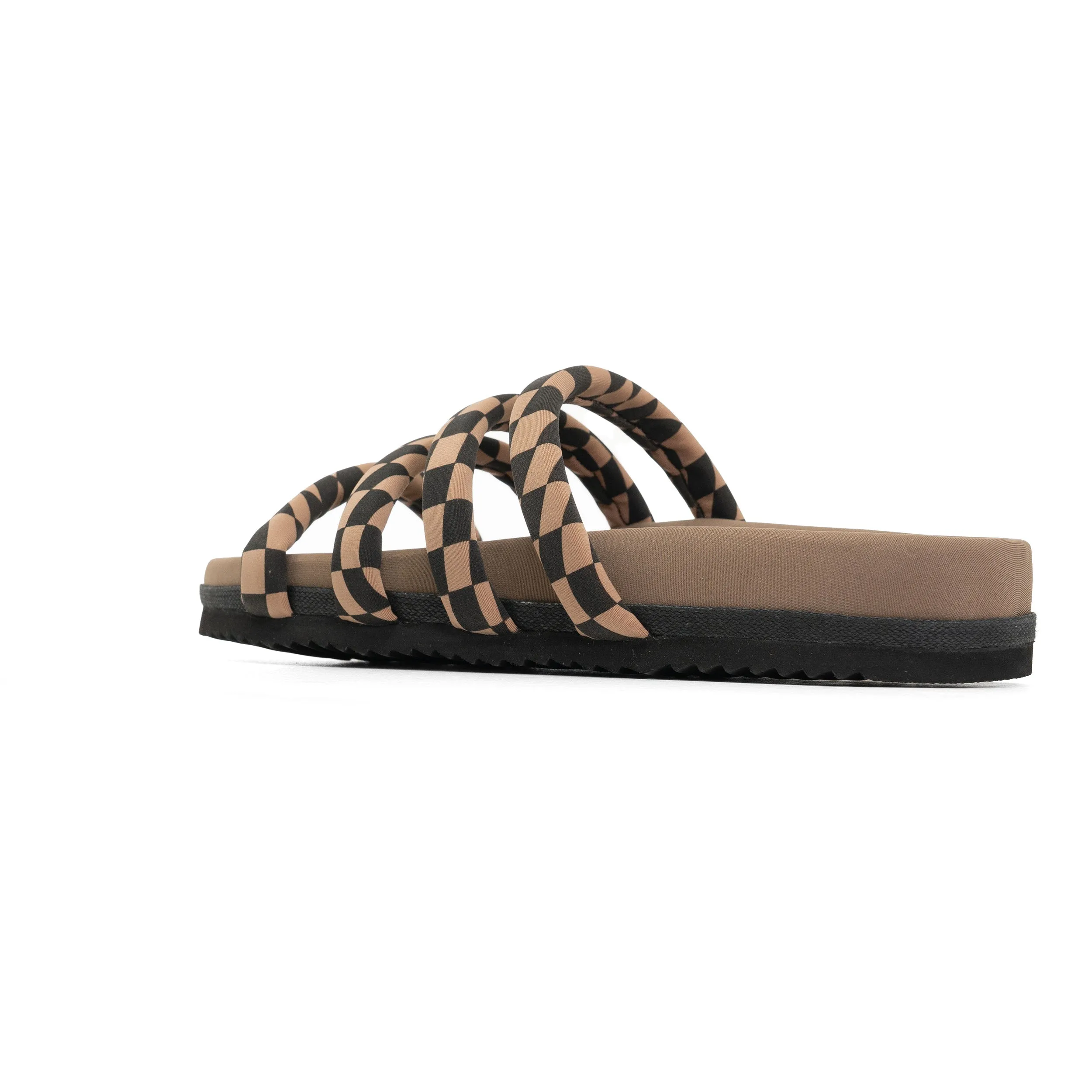ROAM QUATTRO SANDAL BLACK & BEIGE WAVY CHECK NEOPRENE