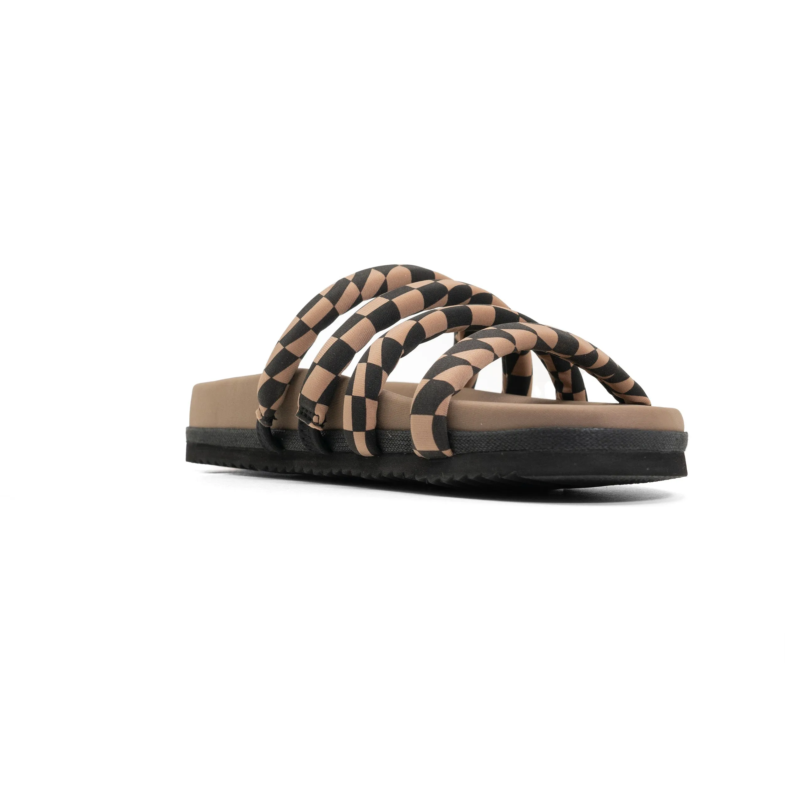ROAM QUATTRO SANDAL BLACK & BEIGE WAVY CHECK NEOPRENE