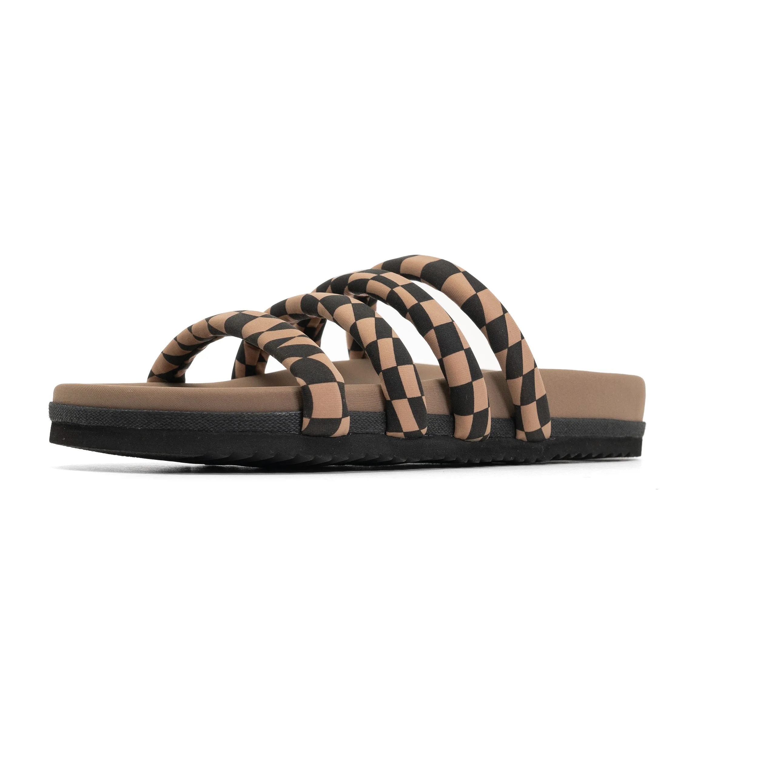 ROAM QUATTRO SANDAL BLACK & BEIGE WAVY CHECK NEOPRENE