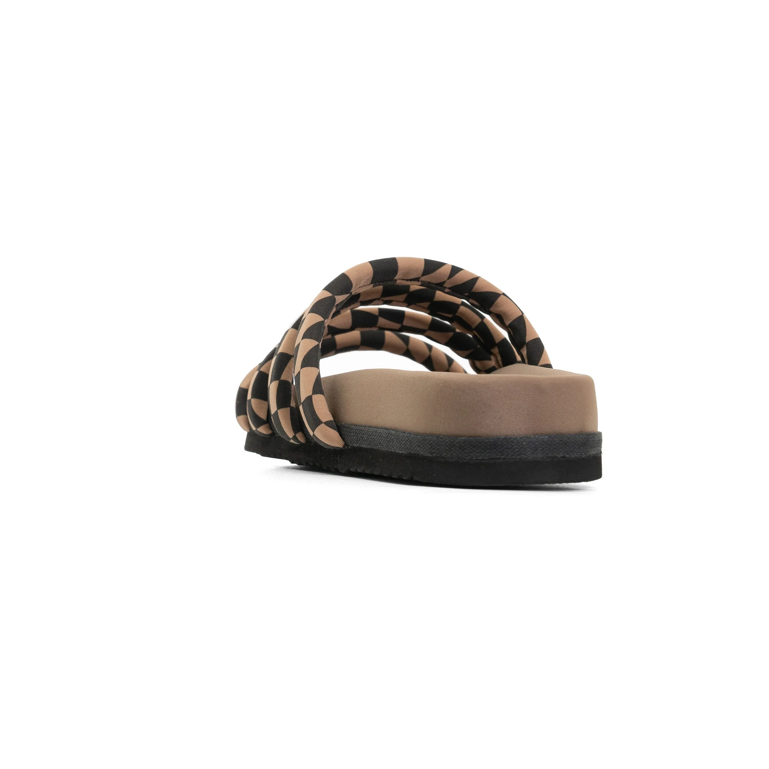 ROAM QUATTRO SANDAL BLACK & BEIGE WAVY CHECK NEOPRENE