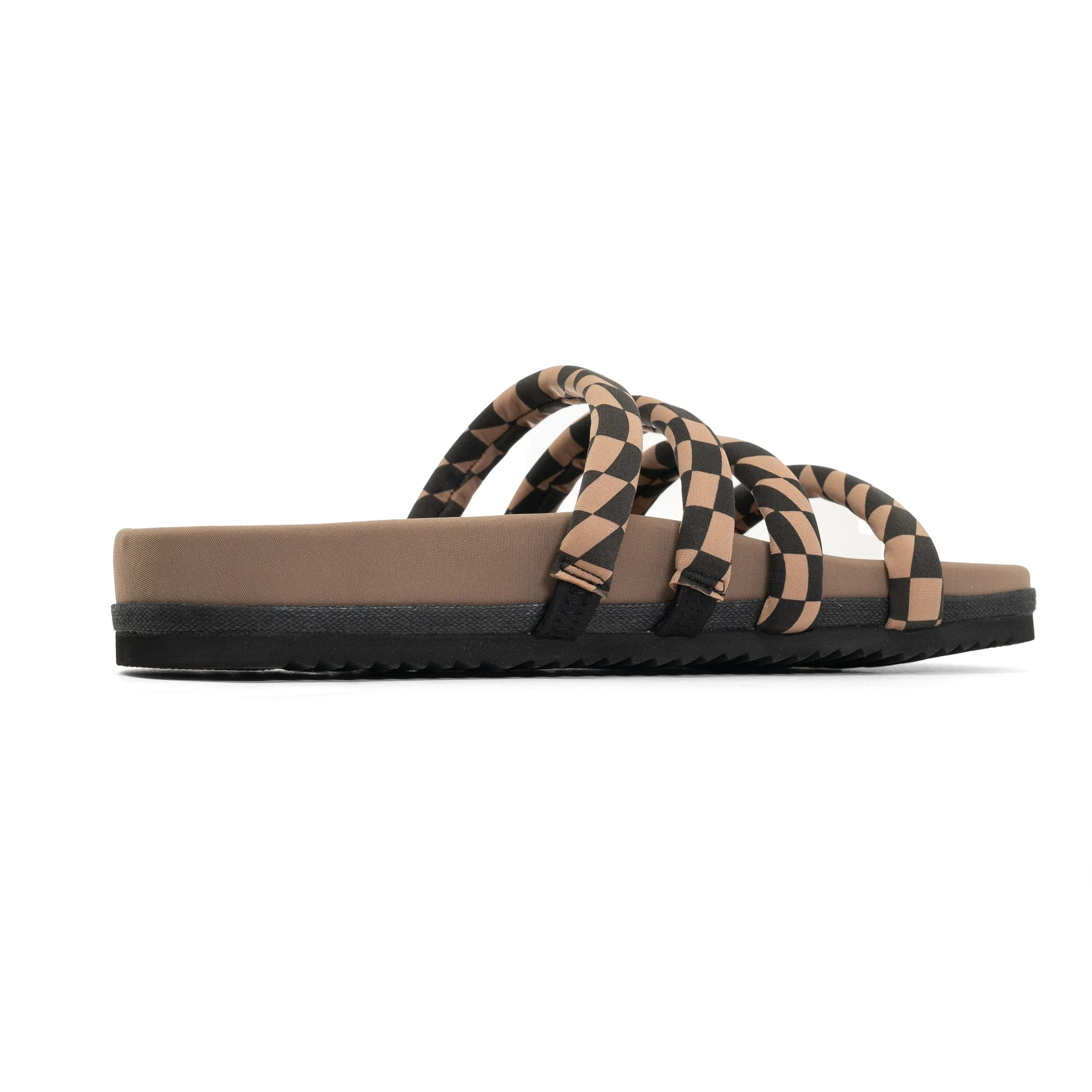 ROAM QUATTRO SANDAL BLACK & BEIGE WAVY CHECK NEOPRENE