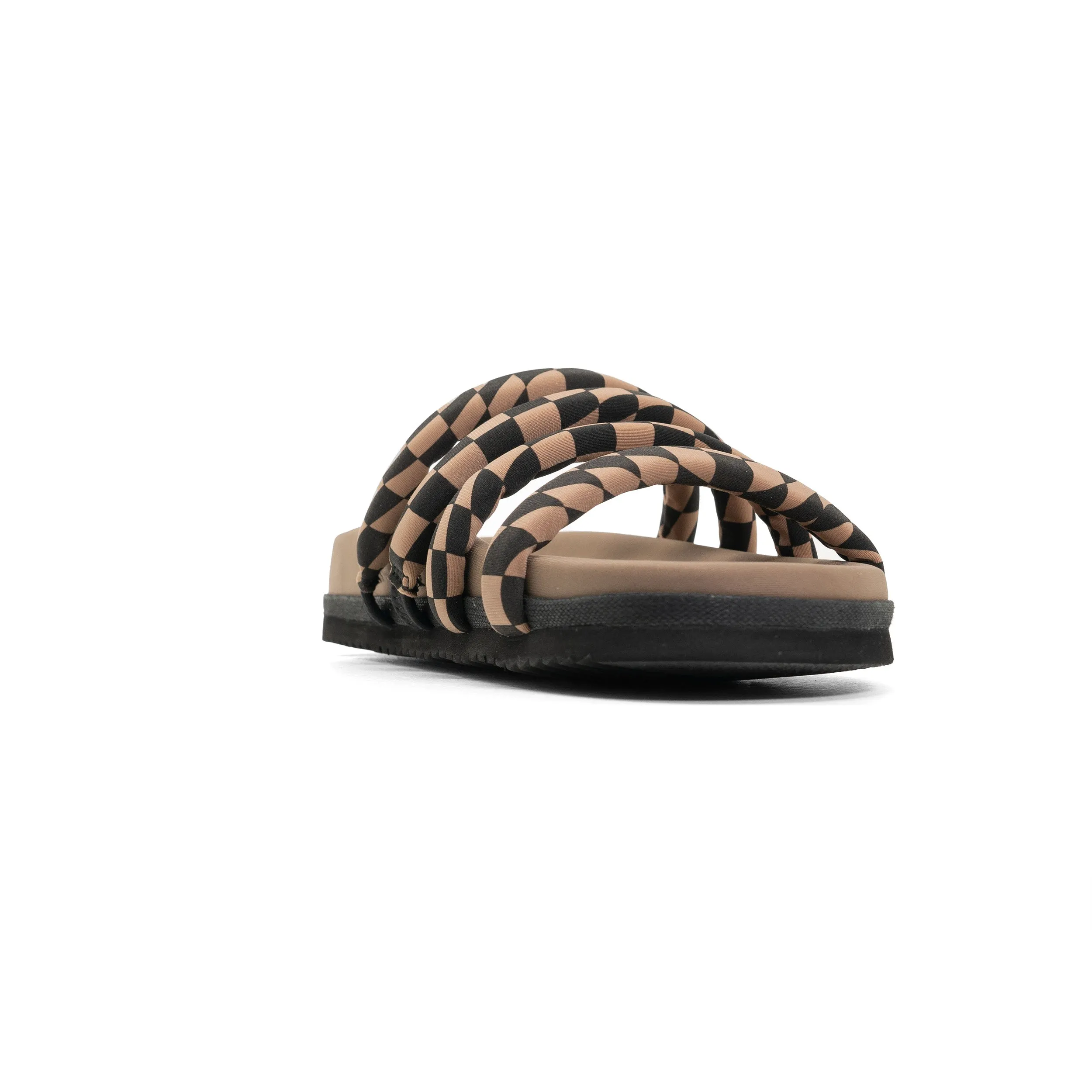ROAM QUATTRO SANDAL BLACK & BEIGE WAVY CHECK NEOPRENE