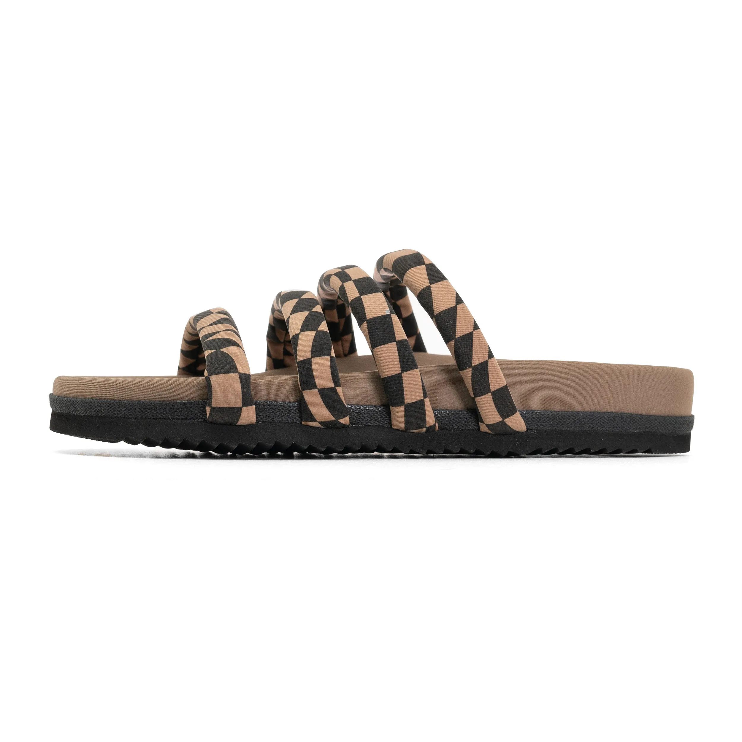 ROAM QUATTRO SANDAL BLACK & BEIGE WAVY CHECK NEOPRENE