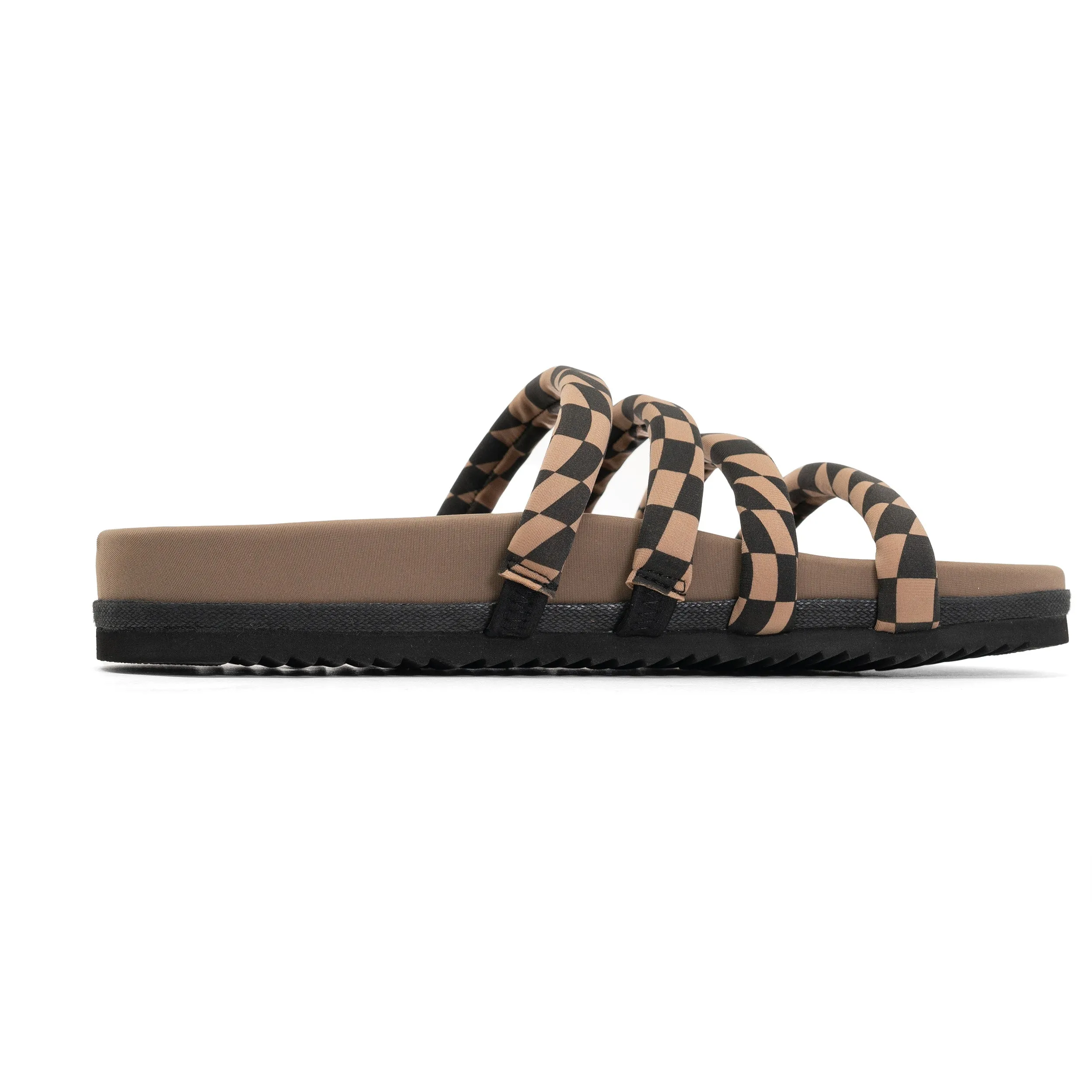 ROAM QUATTRO SANDAL BLACK & BEIGE WAVY CHECK NEOPRENE