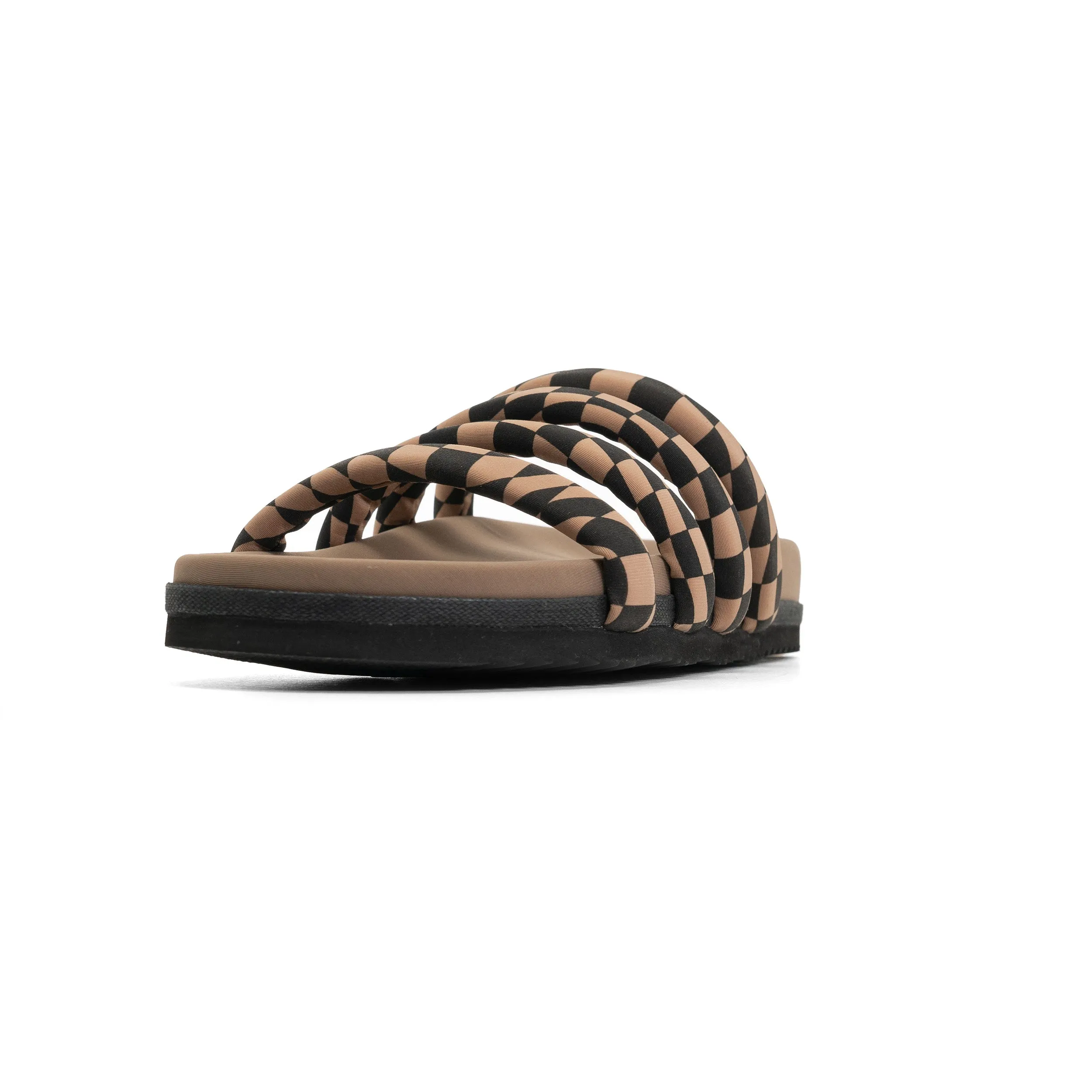 ROAM QUATTRO SANDAL BLACK & BEIGE WAVY CHECK NEOPRENE