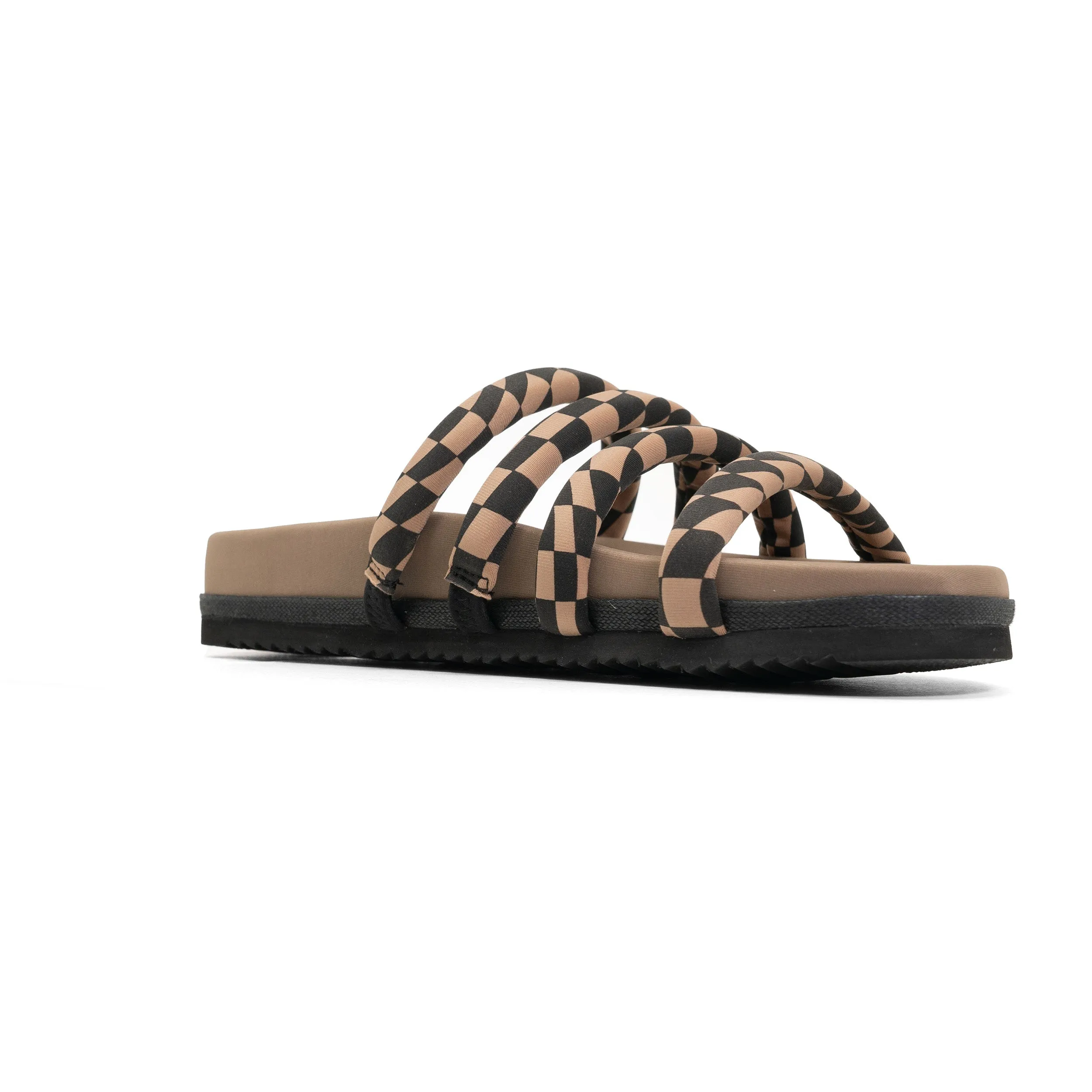 ROAM QUATTRO SANDAL BLACK & BEIGE WAVY CHECK NEOPRENE