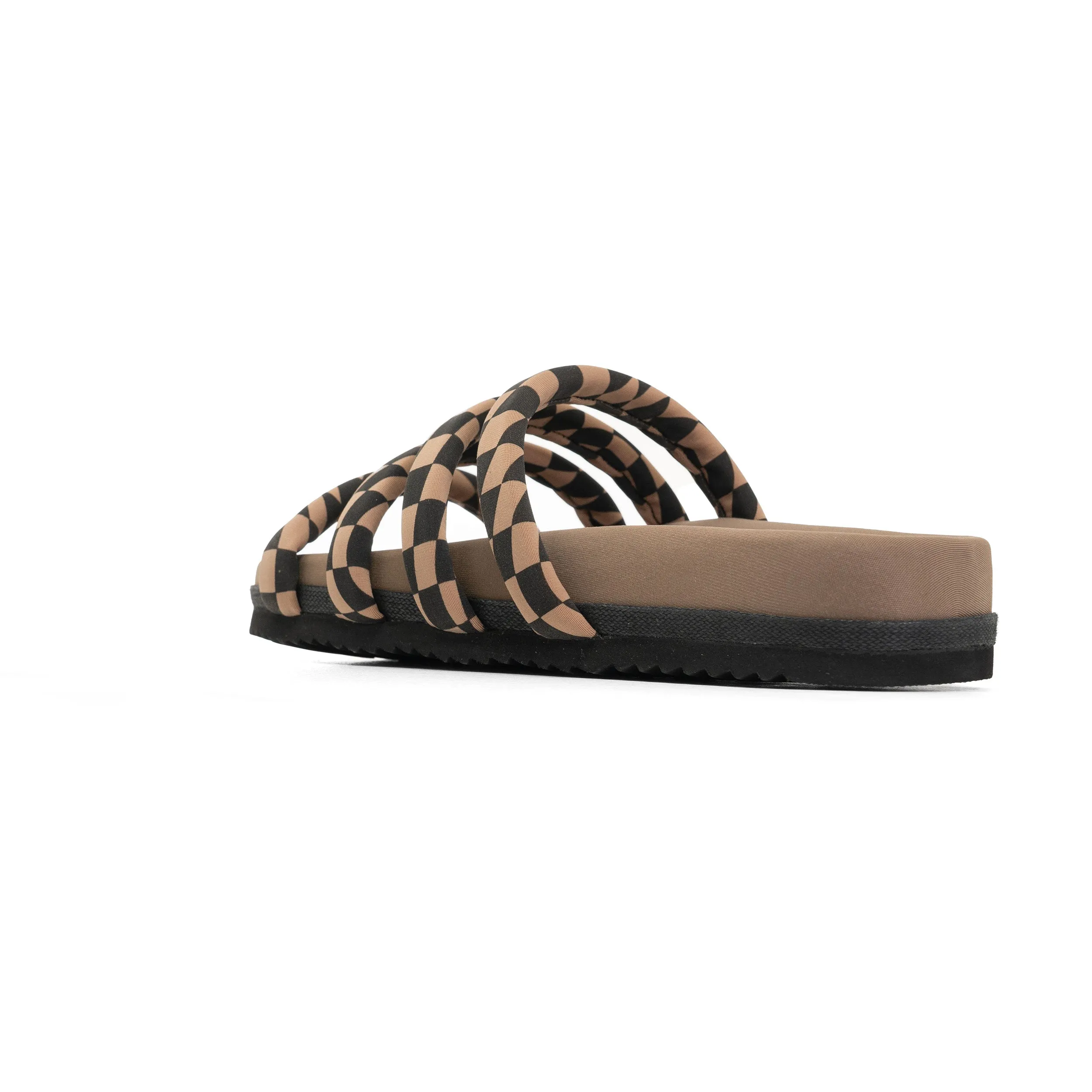 ROAM QUATTRO SANDAL BLACK & BEIGE WAVY CHECK NEOPRENE